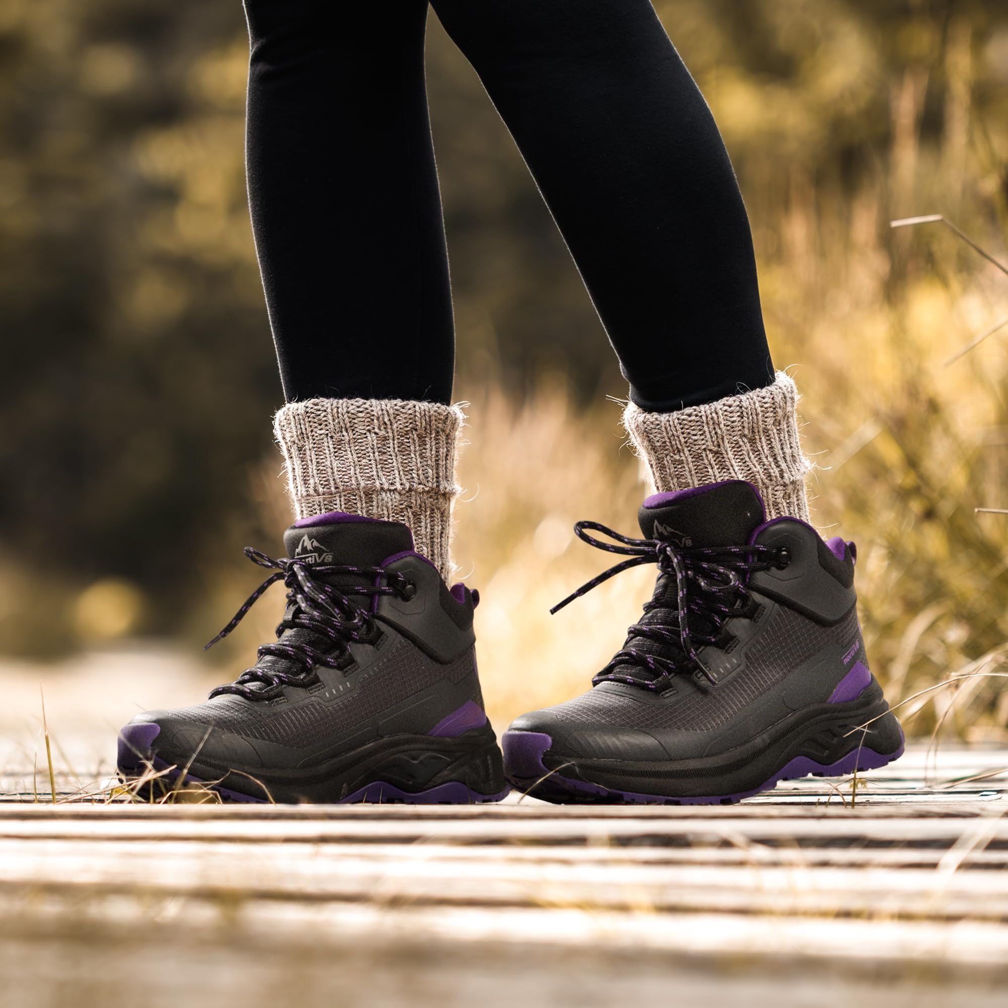 Foto 5 | Botas De Senderismo Nortiv 8 Snhb241w Para Mujer, Talla 7, Negro/morado - Venta Internacional.