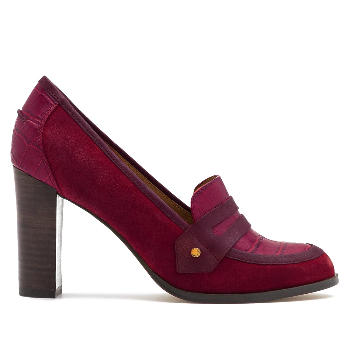 Foto 2 pulgar | Zapatos Moommo Para Mujer Con Tacón Grueso Y Tacón Ancho, Color Burdeos, Talla 7.5 - Venta Internacional.