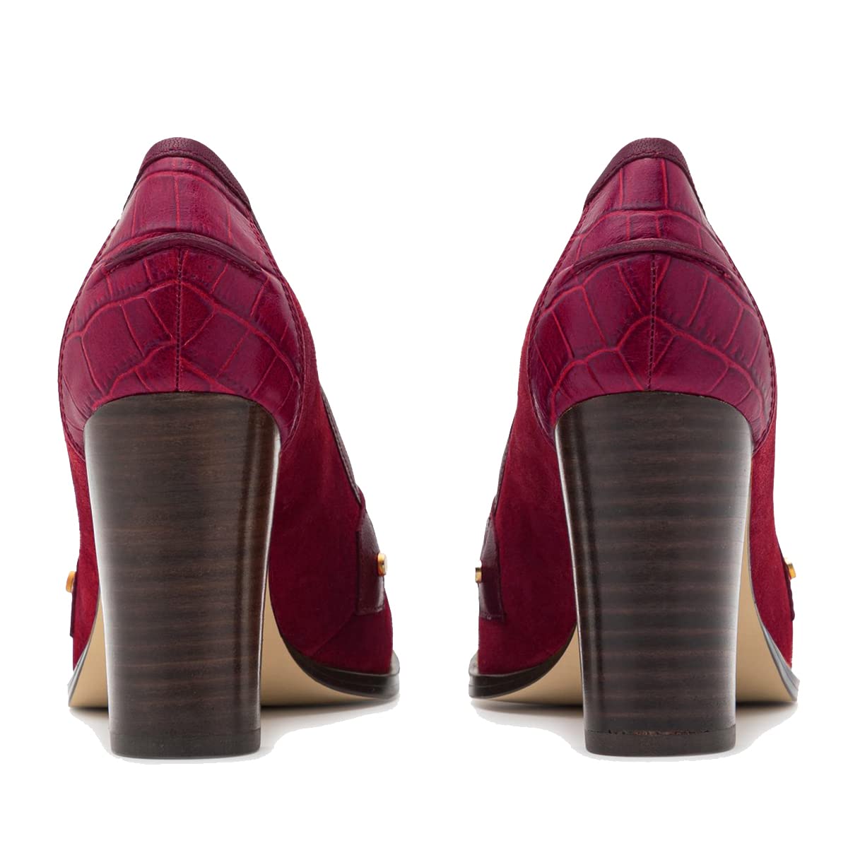 Foto 6 pulgar | Zapatos Moommo Para Mujer Con Tacón Grueso Y Tacón Ancho, Color Burdeos, Talla 7.5 - Venta Internacional.