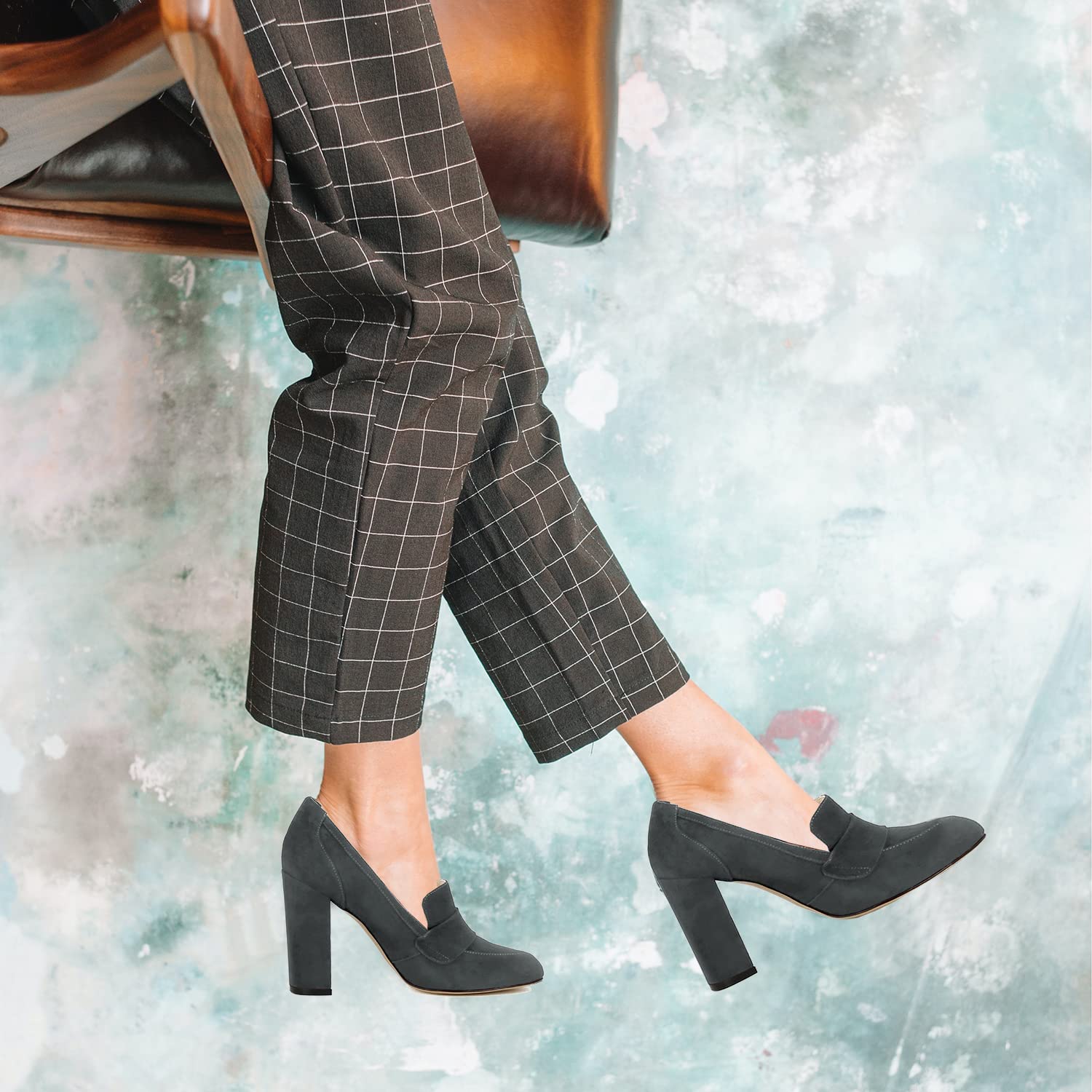 Foto 4 pulgar | Zapatos Moommo Para Mujer, Piel De Serpiente Gris, Zapatos De Tacón De Gamuza 9 - Venta Internacional.