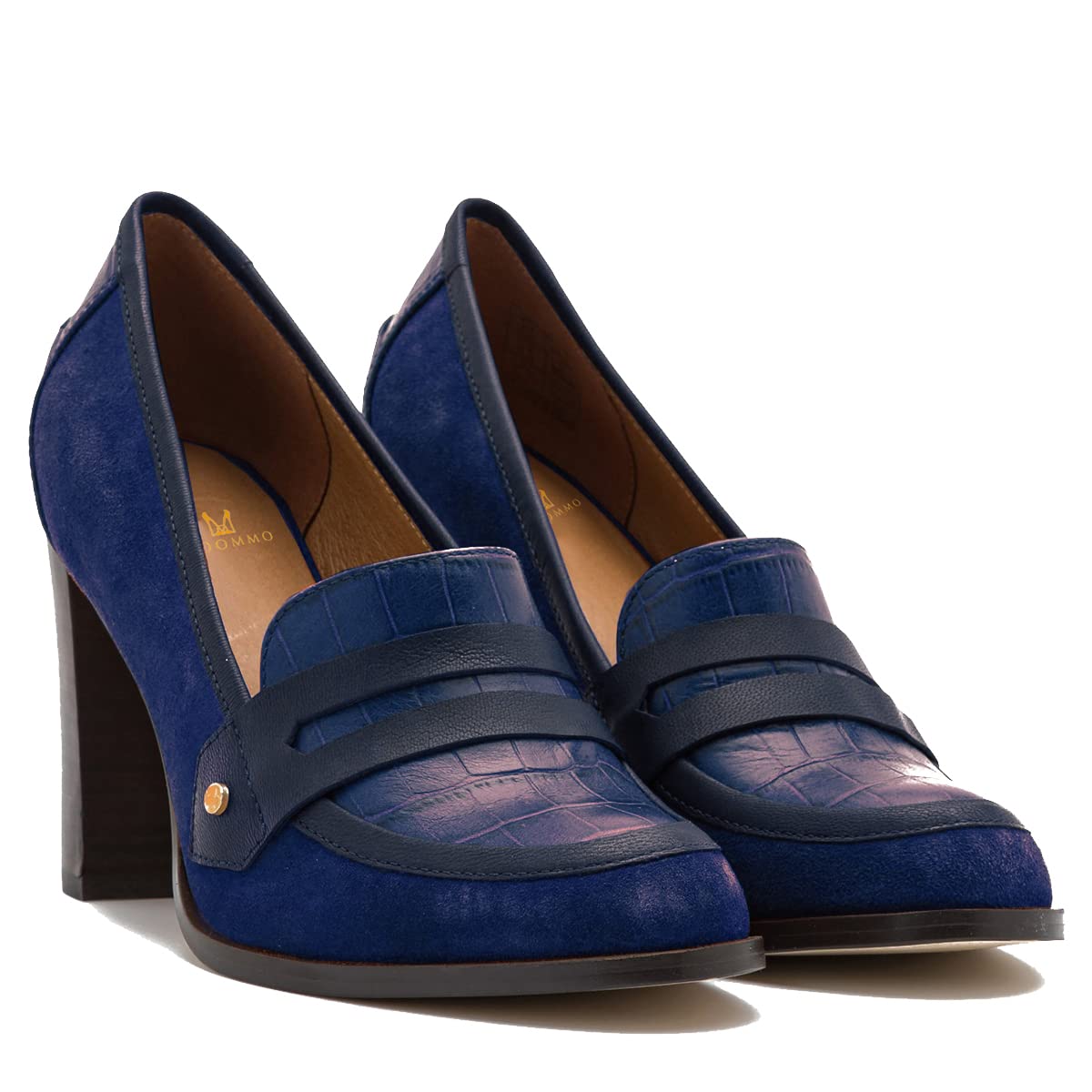 Foto 3 pulgar | Zapatos Moommo Para Mujer, Tacón Grueso, Tacón Ancho, Piel Azul, 9 Cm - Venta Internacional.