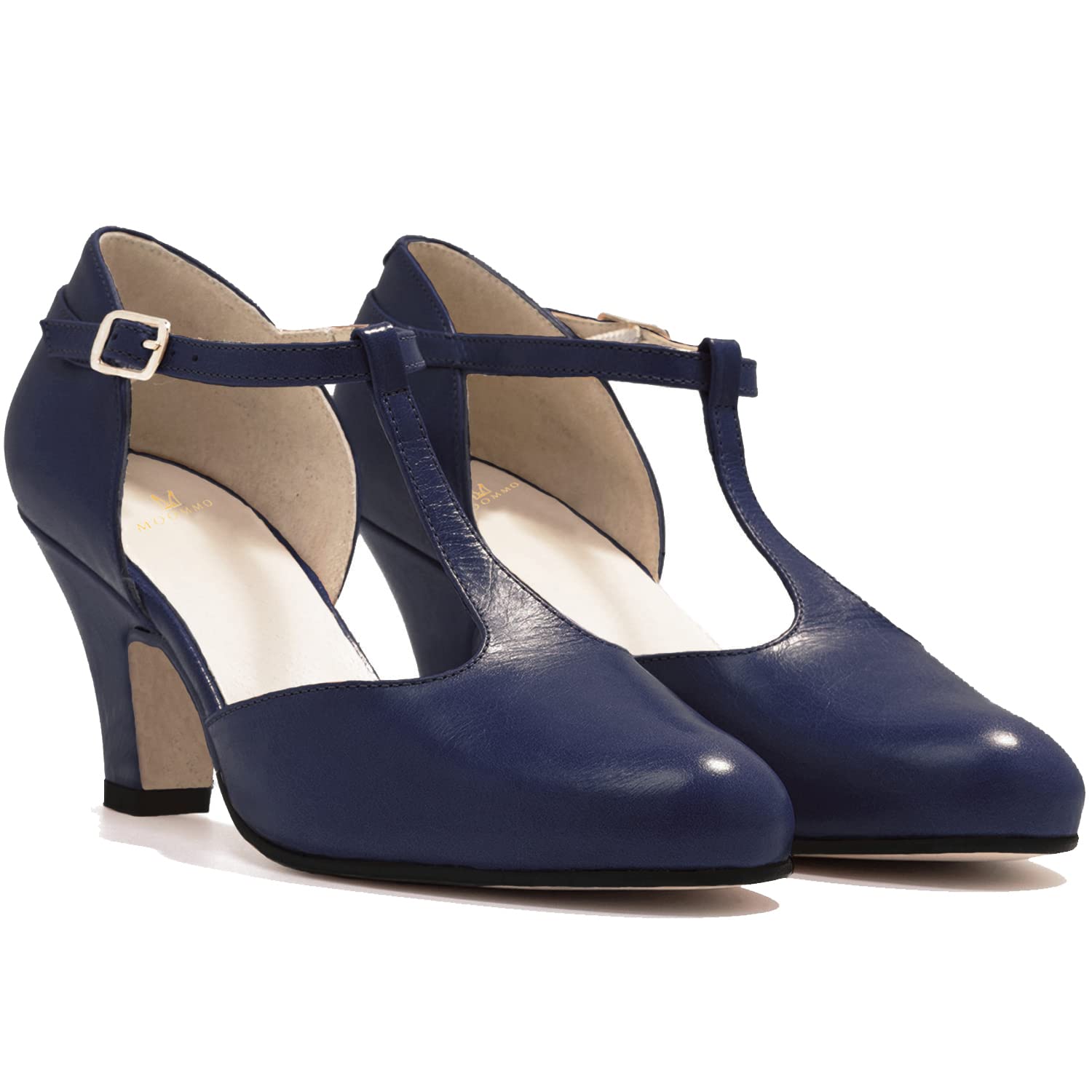 Foto 1 | Zapatos Moommo Con Tacón De Gatito Mary Jane, Zapatos De Tacón Azul Marino, Gamuza 7 - Venta Internacional.