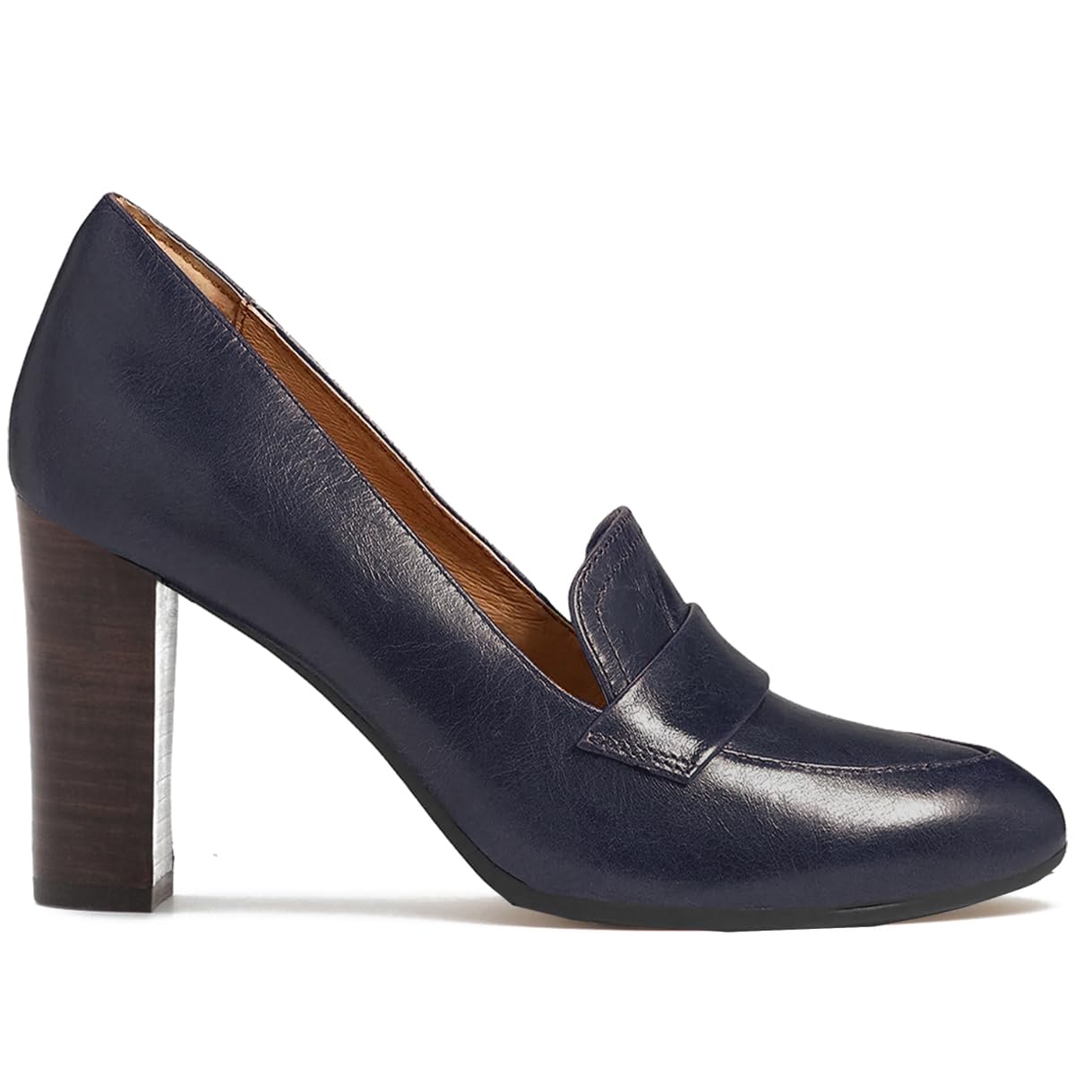 Foto 2 pulgar | Zapatos Moommo Mocasines De Tacón Alto Y Grueso Para Mujer, Color Azul Marino, 8.5 - Venta Internacional.