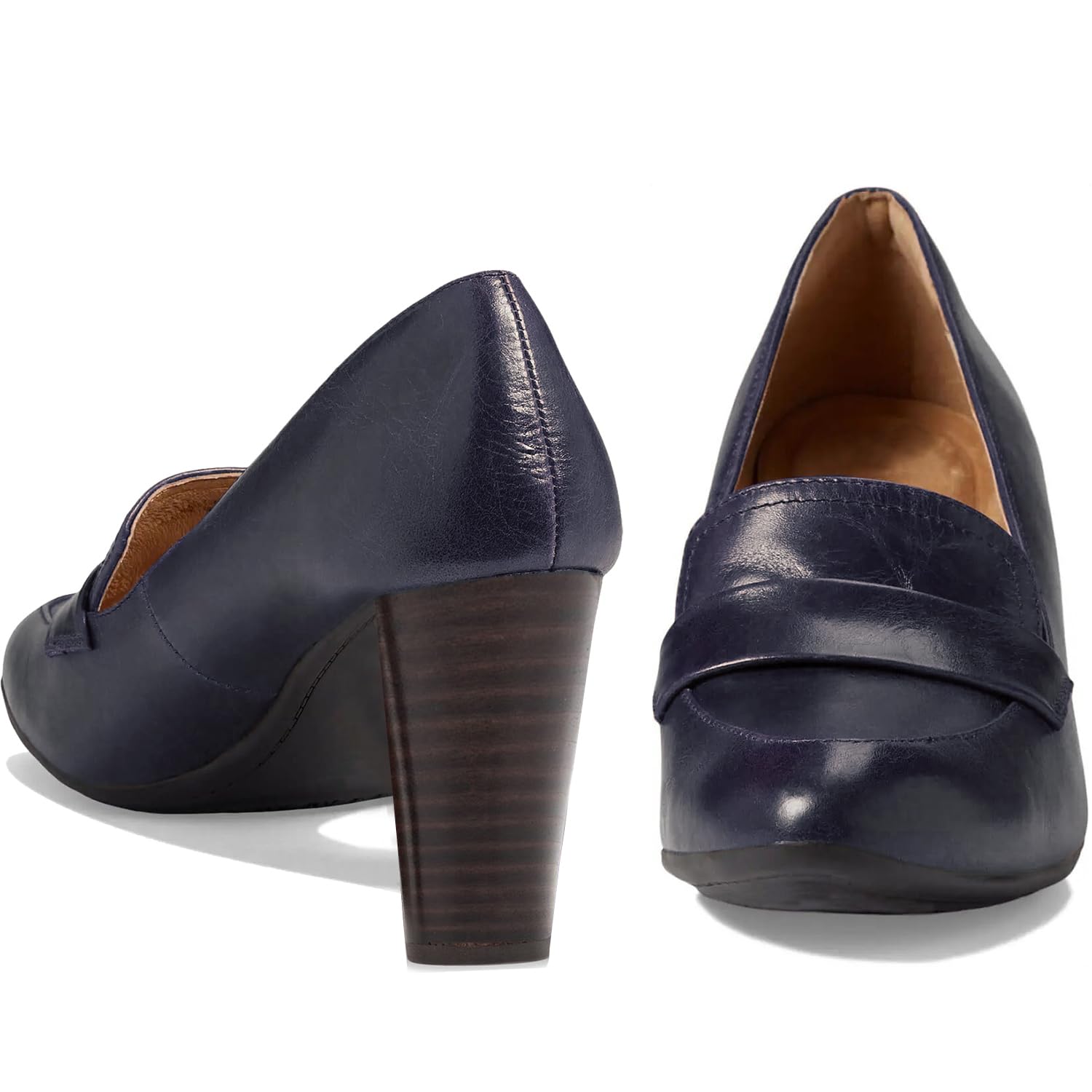 Foto 5 pulgar | Zapatos Moommo Mocasines De Tacón Alto Y Grueso Para Mujer, Color Azul Marino, 8.5 - Venta Internacional.