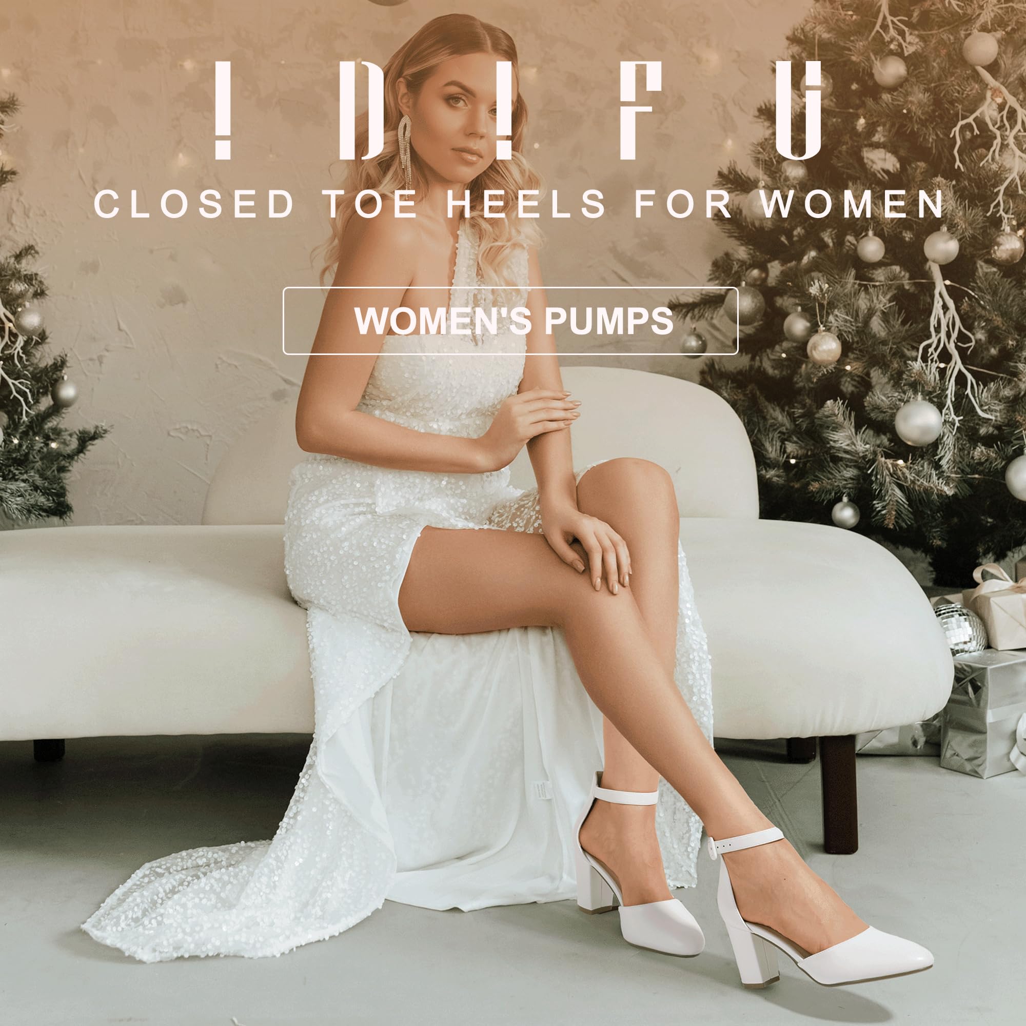 Foto 2 | Tacones Idifu White High Chick Block Para Mujer - Venta Internacional.