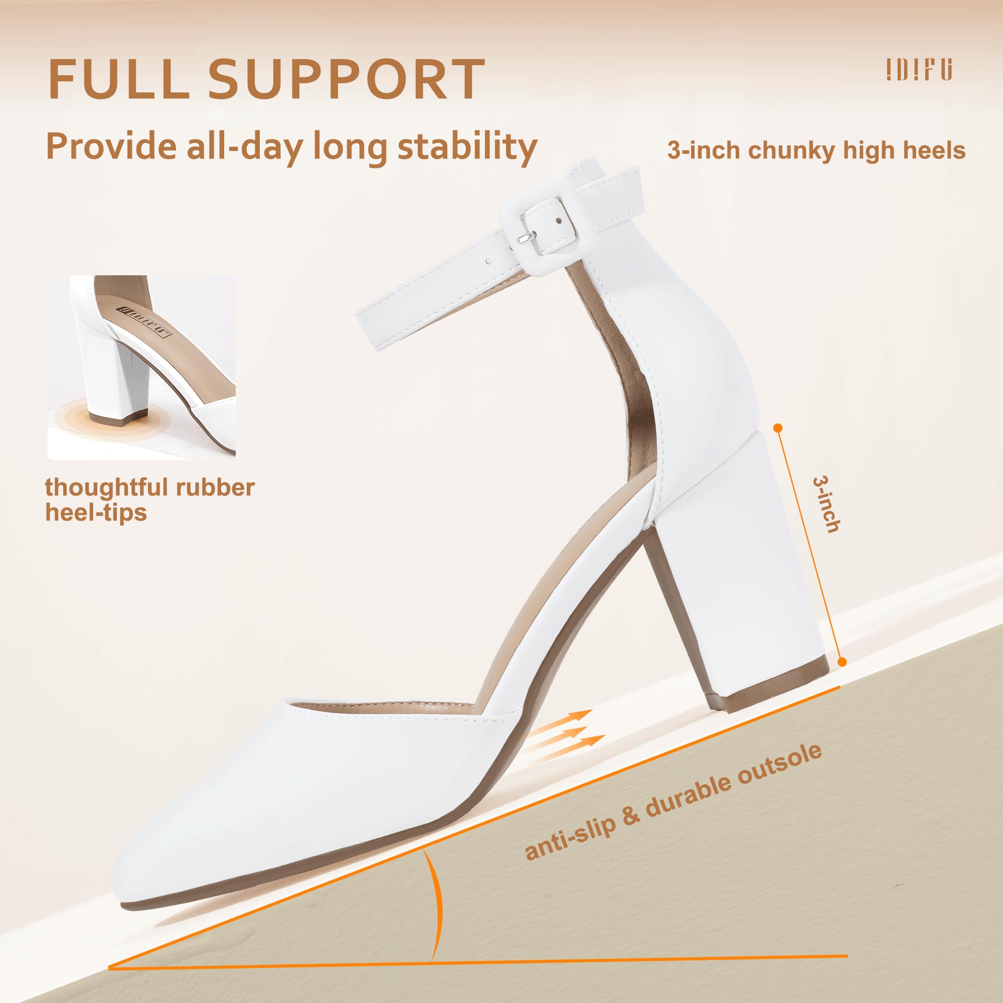 Foto 4 | Tacones Idifu White High Chick Block Para Mujer - Venta Internacional.
