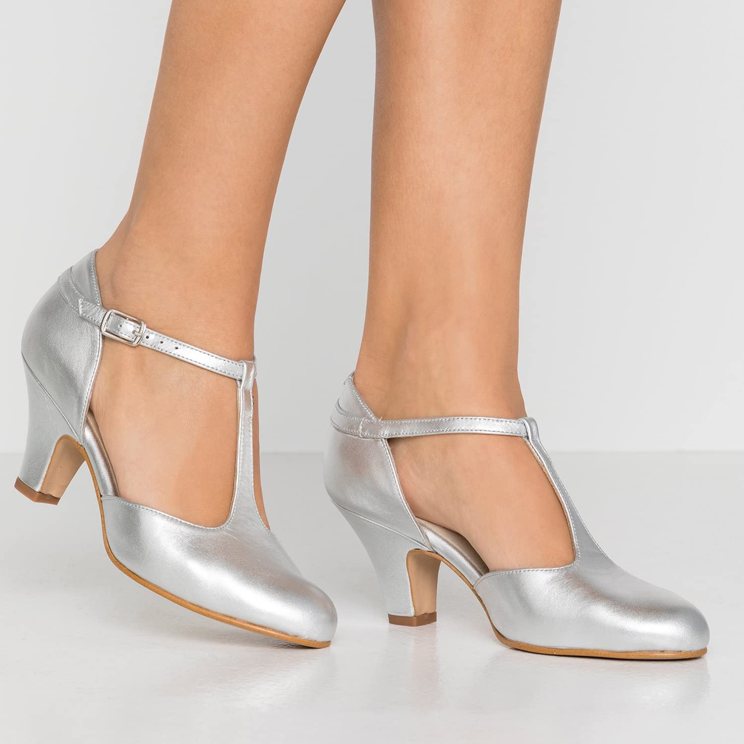 Foto 4 pulgar | Zapatos Moommo Mary Jane Con Tacón De Gatito Para Mujer, Plateados 37 - Venta Internacional.