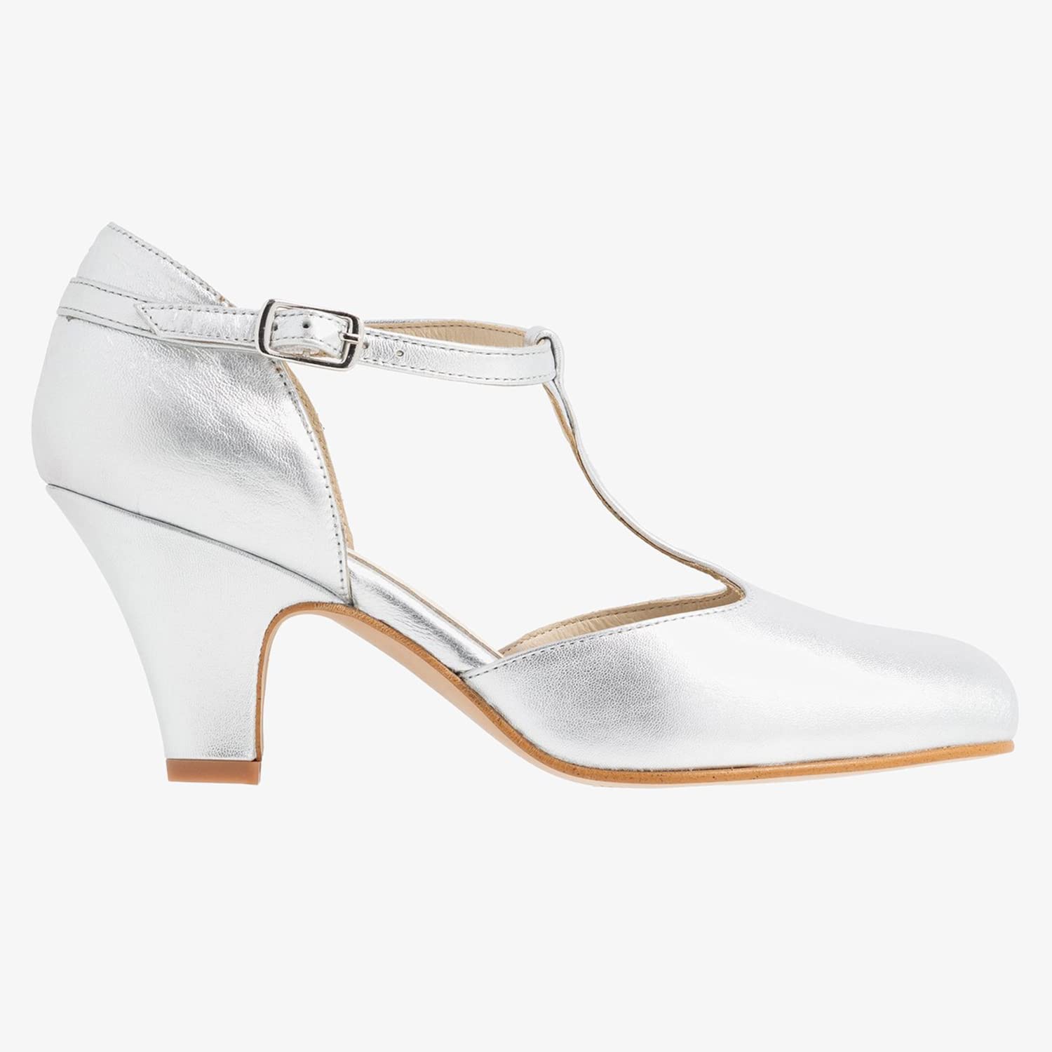 Foto 4 | Zapatos Moommo Mary Jane Con Tacón De Gatito Para Mujer, Plateados 37 - Venta Internacional.