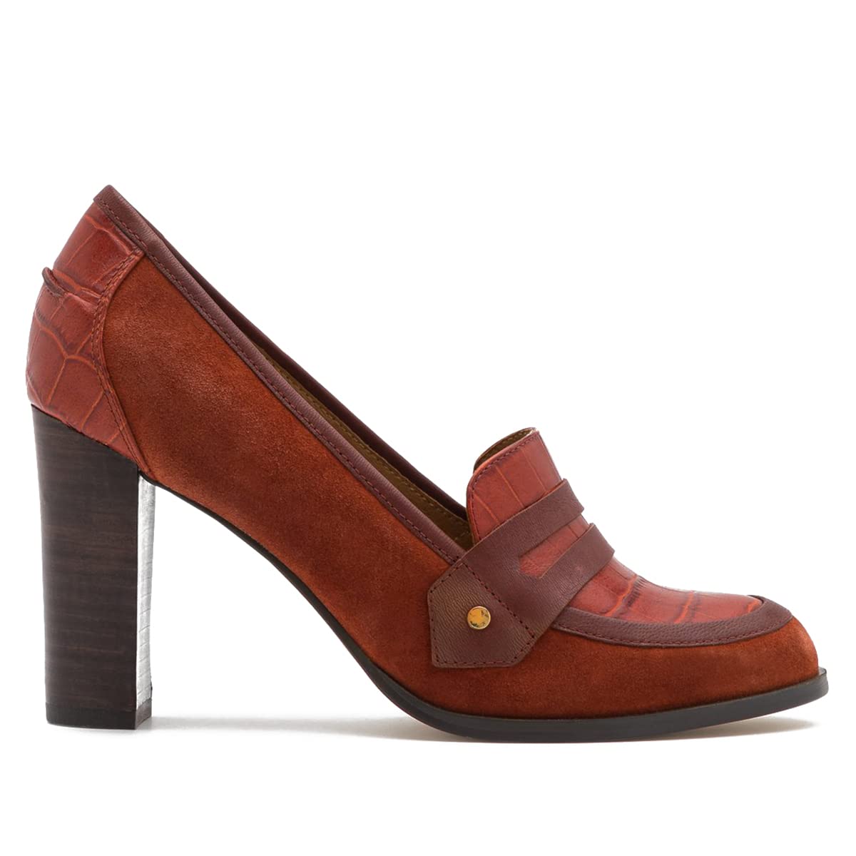 Foto 2 pulgar | Zapatos Moommo Para Mujer, Tacón Grueso, Tacón Ancho, Color Marrón Cocodrilo 10 - Venta Internacional.