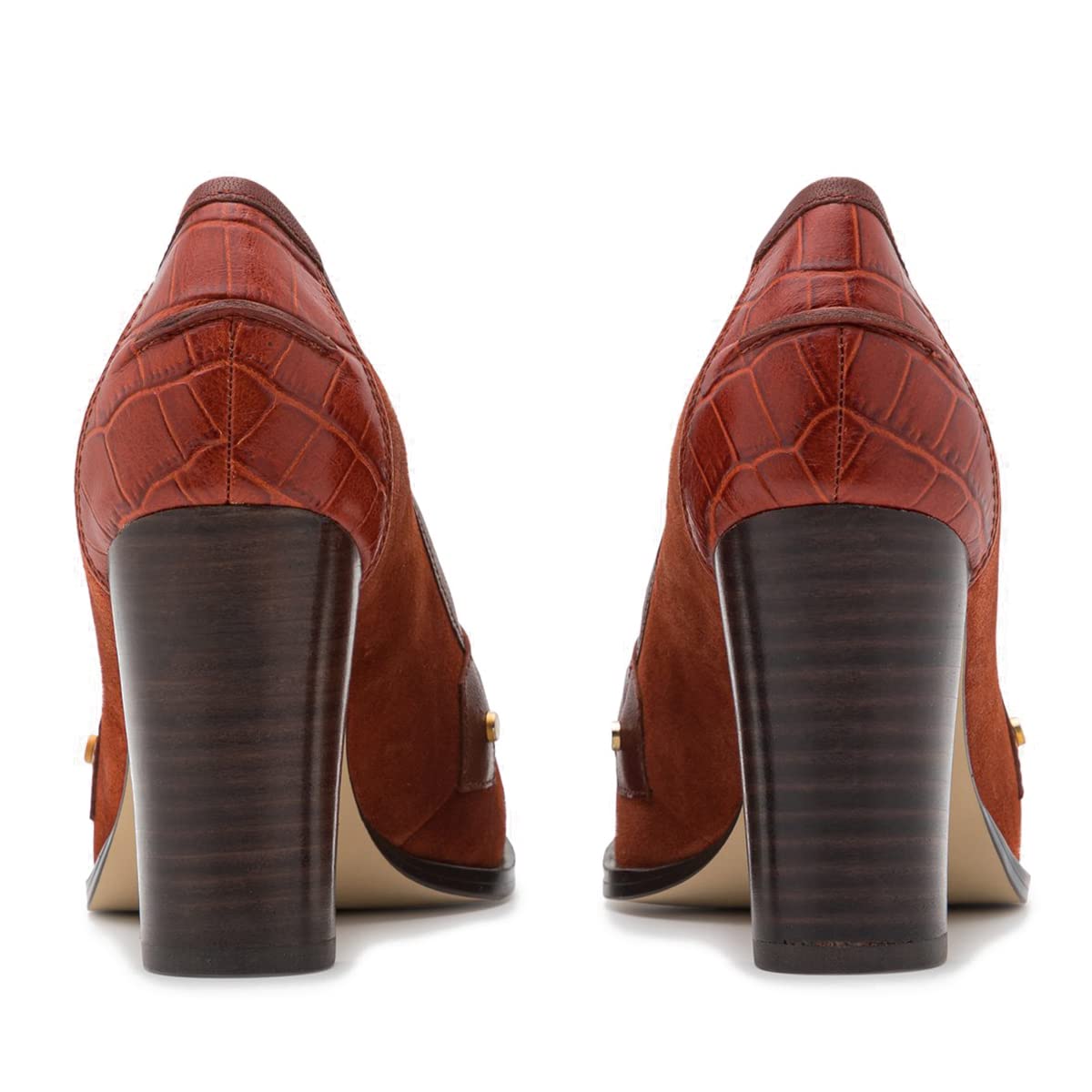 Foto 6 pulgar | Zapatos Moommo Para Mujer, Tacón Grueso, Tacón Ancho, Color Marrón Cocodrilo 10 - Venta Internacional.