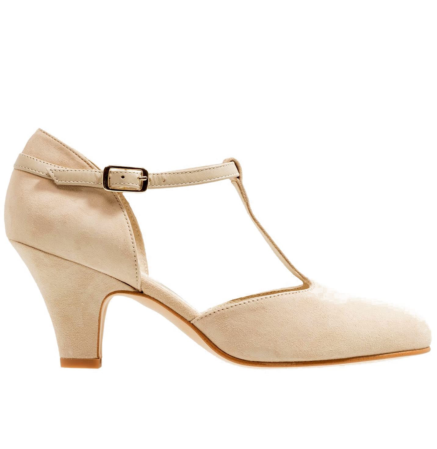 Foto 3 pulgar | Zapatos Moommo Mary Jane De Tacón Bajo Para Mujer, De Gamuza Beige, 38 - Venta Internacional.