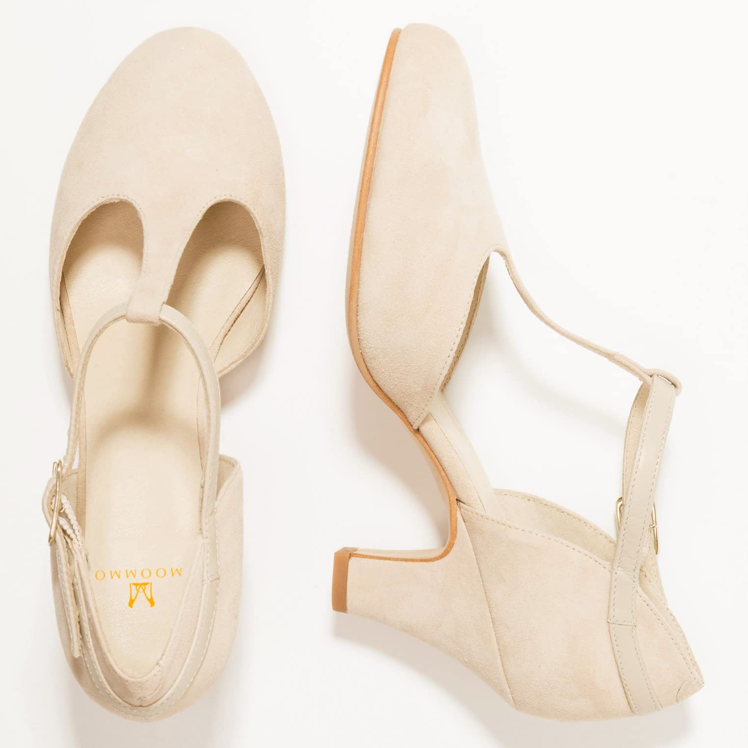 Foto 5 pulgar | Zapatos Moommo Mary Jane De Tacón Bajo Para Mujer, De Gamuza Beige, 38 - Venta Internacional.