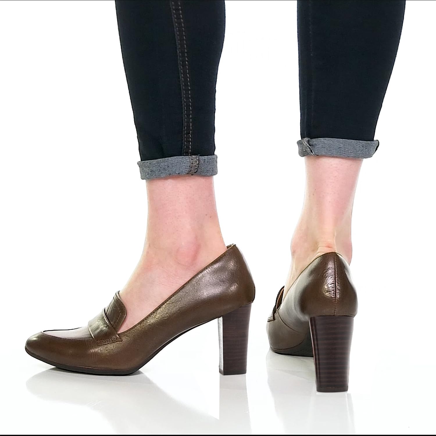Foto 6 pulgar | Zapatos Moommo, Mocasines Con Tacón Alto Y Grueso, Zapatos, Zapatos, Color Canela, Mujer 8.5 - Venta Internacional.