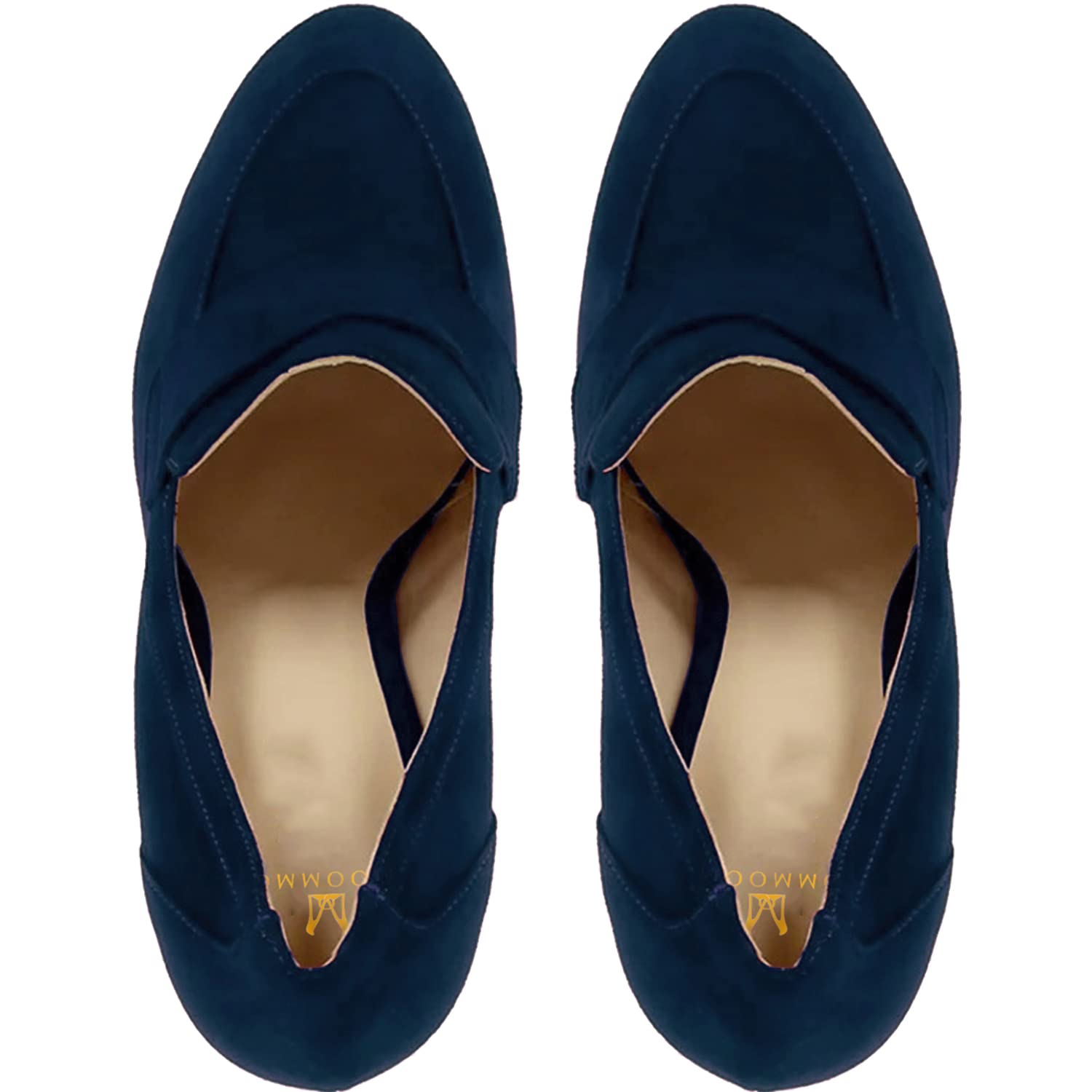 Foto 6 pulgar | Zapatos Moommo Para Mujer, Piel De Gamuza Azul, Tacón Ancho, Talla 6 - Venta Internacional.