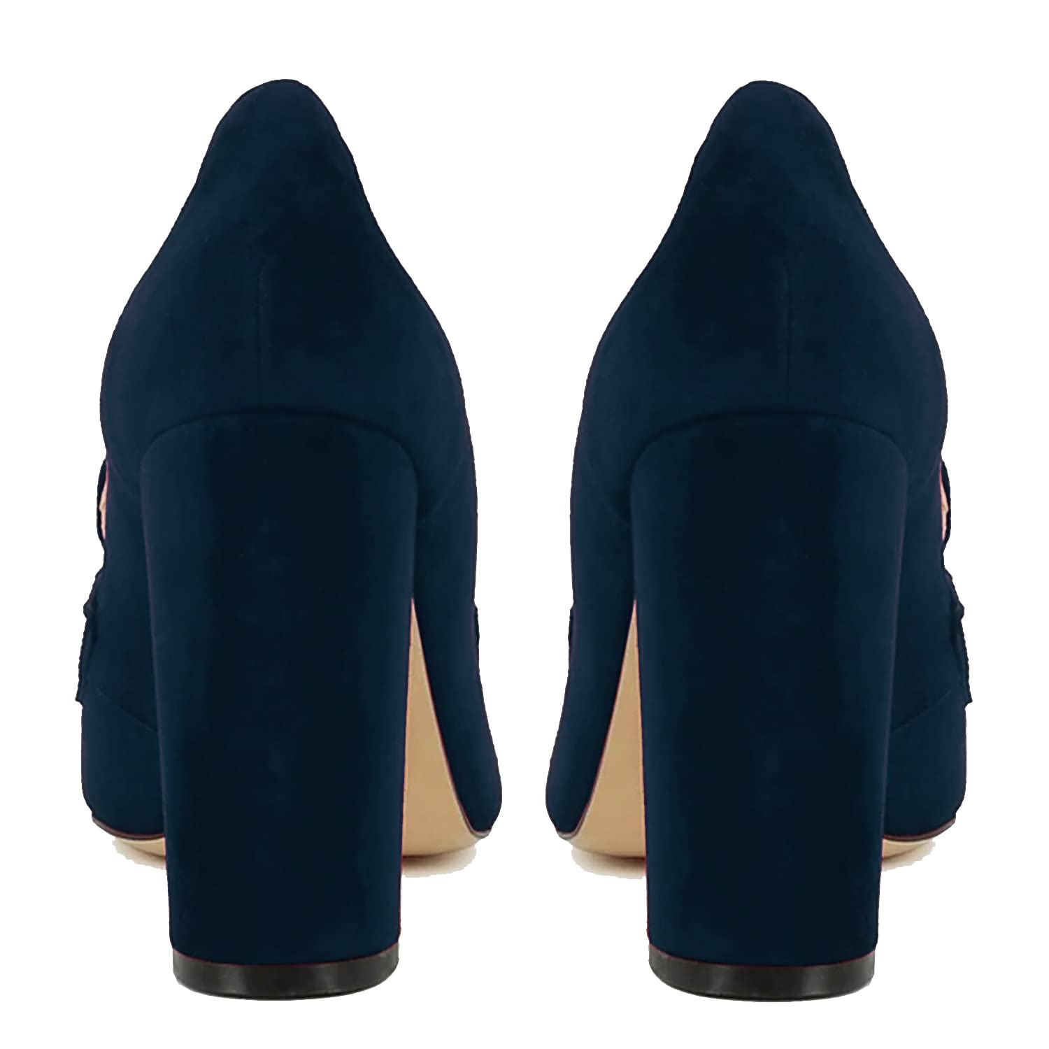 Foto 6 | Zapatos Moommo Para Mujer, Piel De Gamuza Azul, Tacón Ancho, Talla 6 - Venta Internacional.