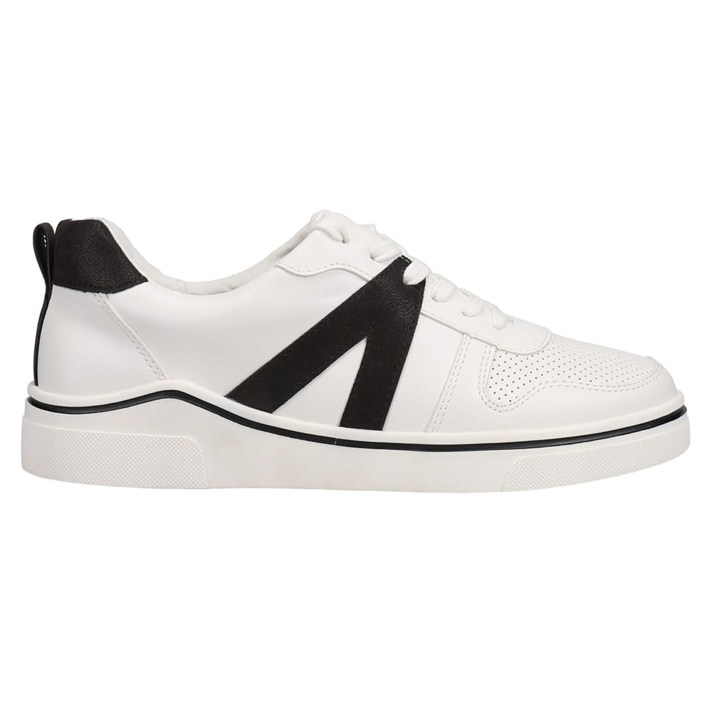 Foto 2 pulgar | Zapatillas Mia Alta Con Cordones De Piel Vegana Para Mujer, Blanco/negro 38 - Venta Internacional.