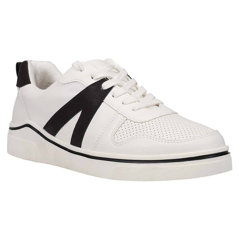 Foto 3 pulgar | Zapatillas Mia Alta Con Cordones De Piel Vegana Para Mujer, Blanco/negro 38 - Venta Internacional.