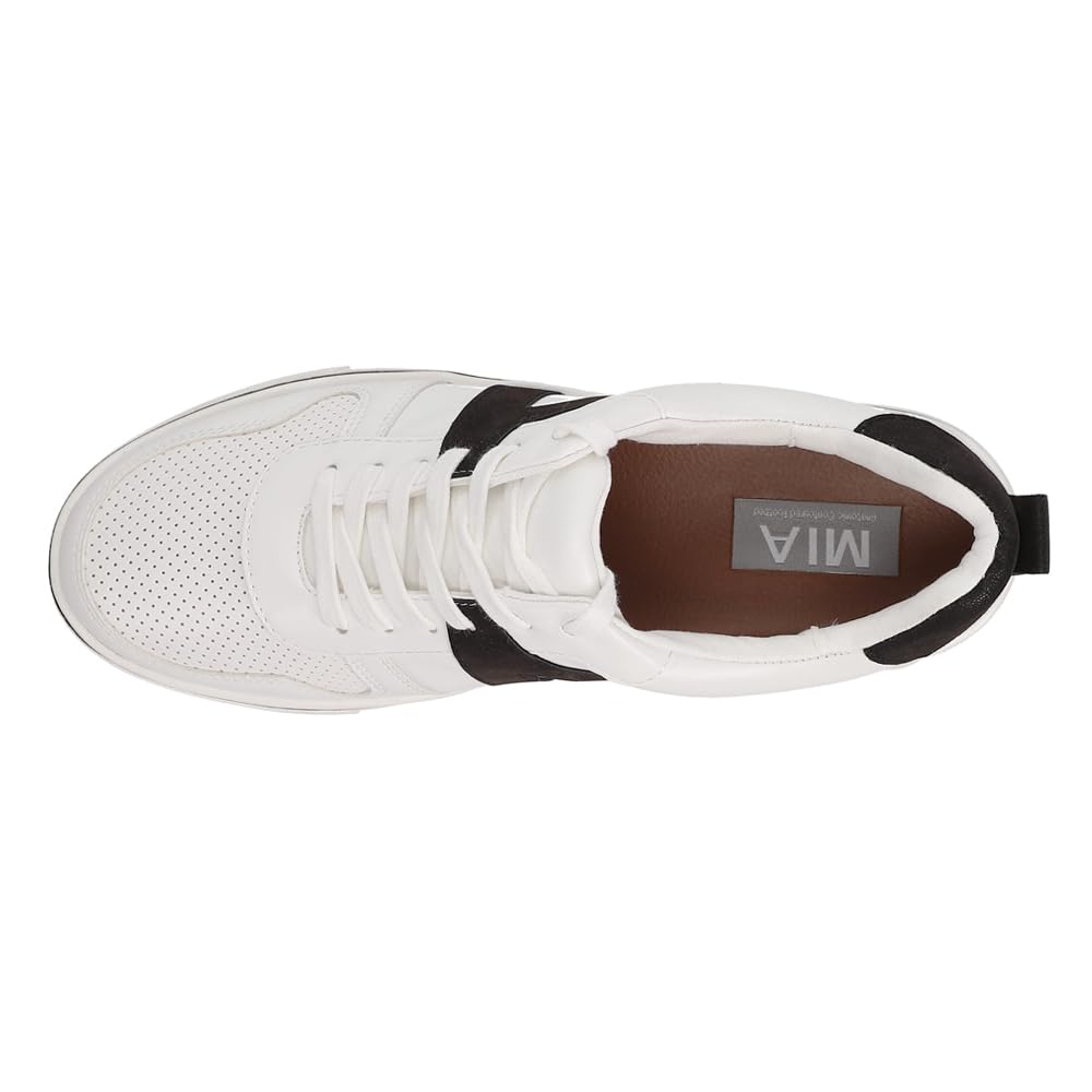 Foto 5 pulgar | Zapatillas Mia Alta Con Cordones De Piel Vegana Para Mujer, Blanco/negro 38 - Venta Internacional.