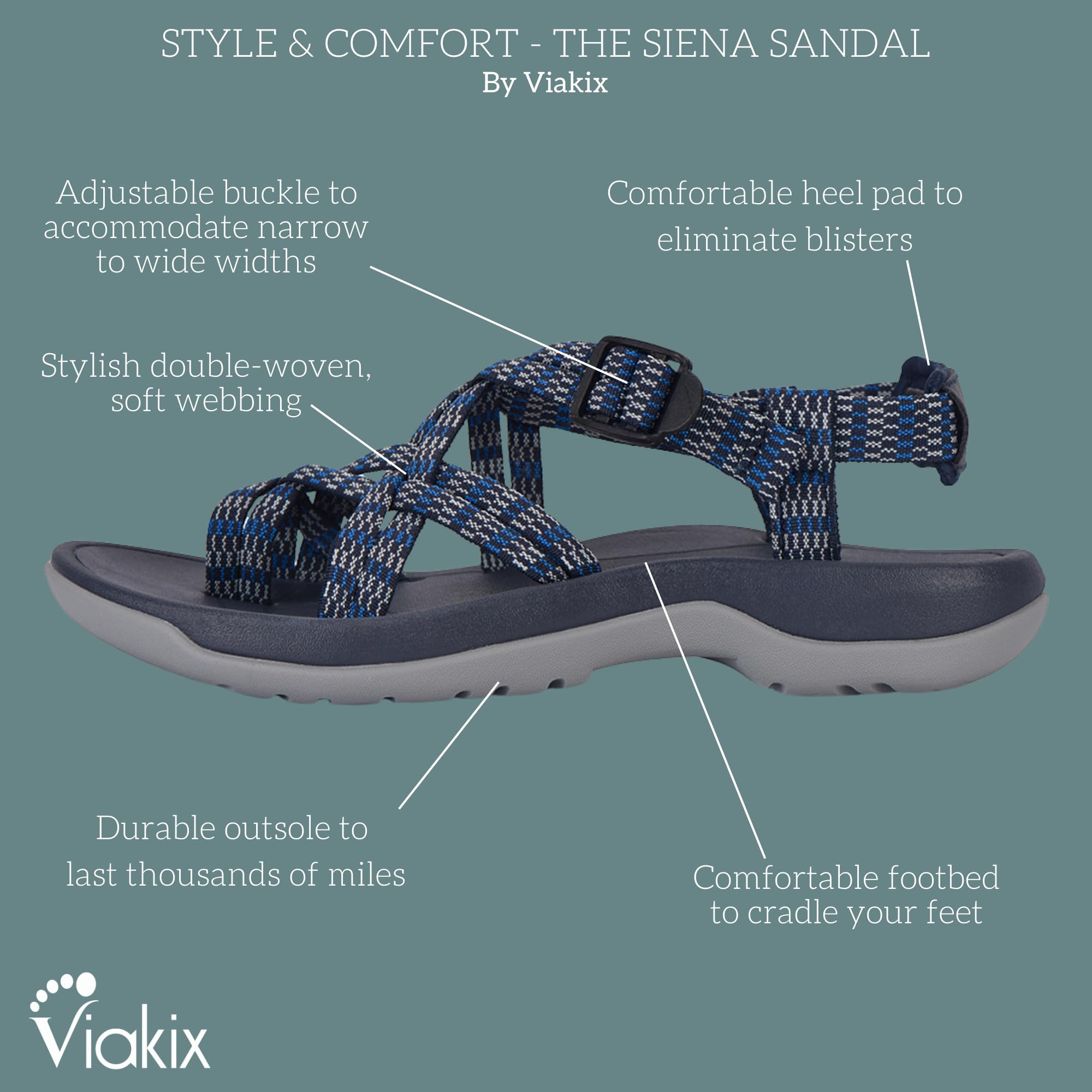 Foto 3 | Sandalias De Senderismo Viakix Acadia Para Mujer, Color Azul, Talla 10 - Venta Internacional.
