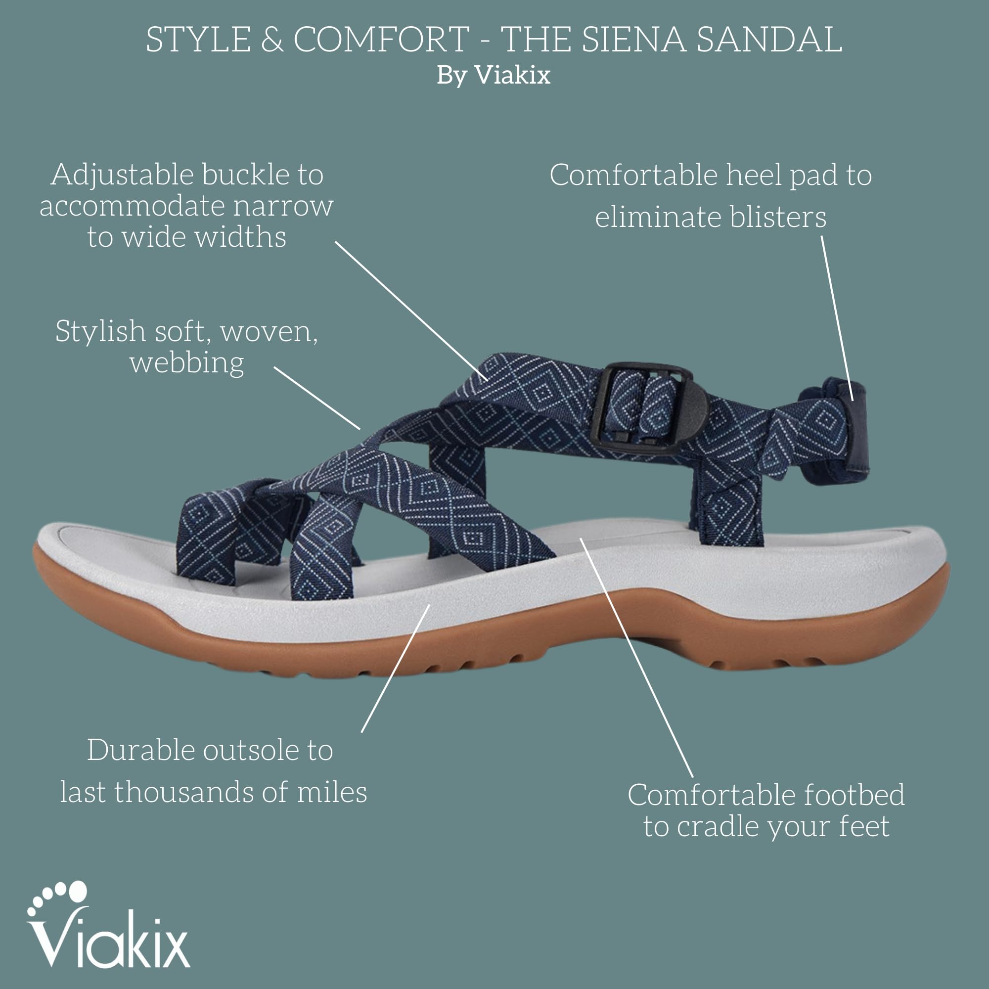 Foto 3 | Sandalias De Senderismo Viakix Acadia Para Mujer, Color Azul, Talla 9 - Venta Internacional.