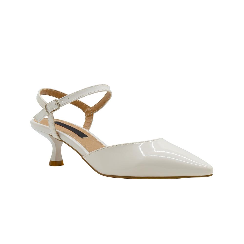 Foto 2 pulgar | Zapatilla Tacon Aguja Salamandra  Charo Beige Correa Tobillo Beige