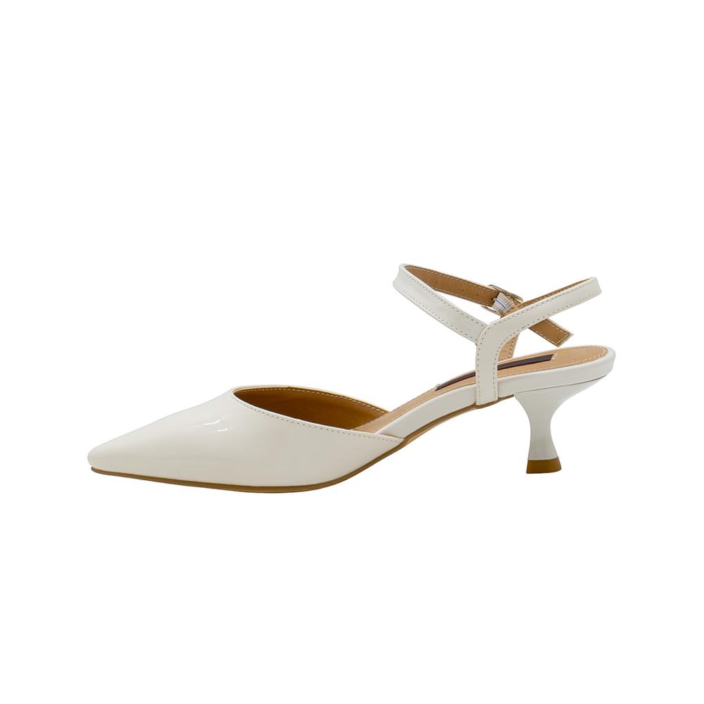Foto 3 pulgar | Zapatilla Tacon Aguja Salamandra  Charo Beige Correa Tobillo Beige