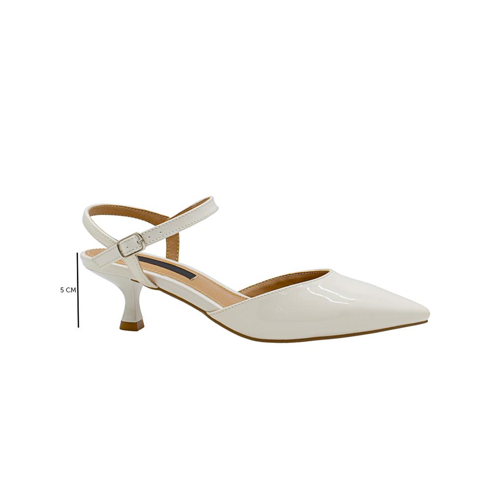 Foto 4 pulgar | Zapatilla Tacon Aguja Salamandra  Charo Beige Correa Tobillo Beige