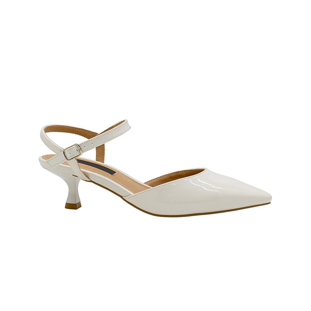 Foto 5 pulgar | Zapatilla Tacon Aguja Salamandra  Charo Beige Correa Tobillo Beige