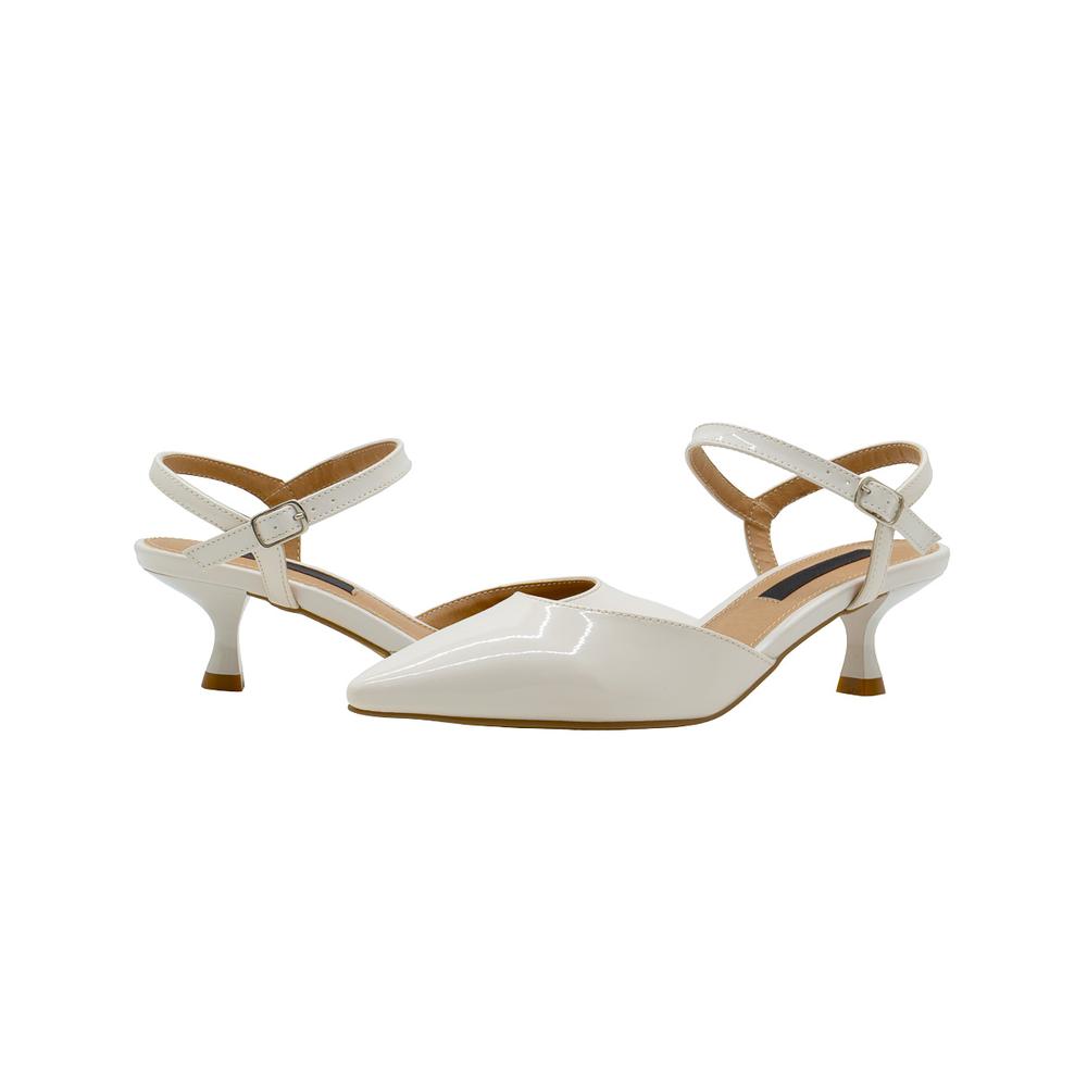 Foto 7 pulgar | Zapatilla Tacon Aguja Salamandra  Charo Beige Correa Tobillo Beige