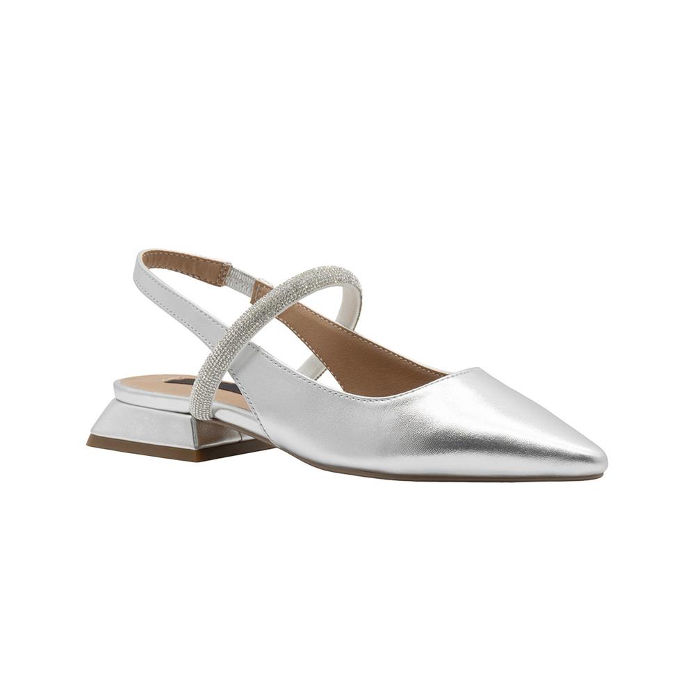 Foto 1 | Flat Balerina Dama Plateado Tacon Ancho Salamandra  Correa Plateado