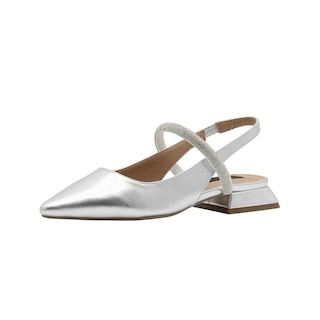 Foto 5 | Flat Balerina Dama Plateado Tacon Ancho Salamandra Correa Plateado