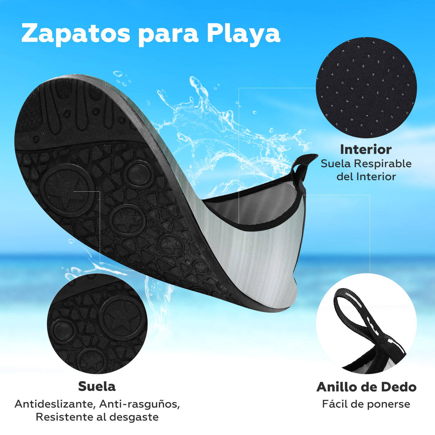 Foto 4 pulgar | Zapatos de Agua, Calzado para Agua de Secado rápido para Todos, Mujeres Hombres niños, para Nadar C10156-40/41