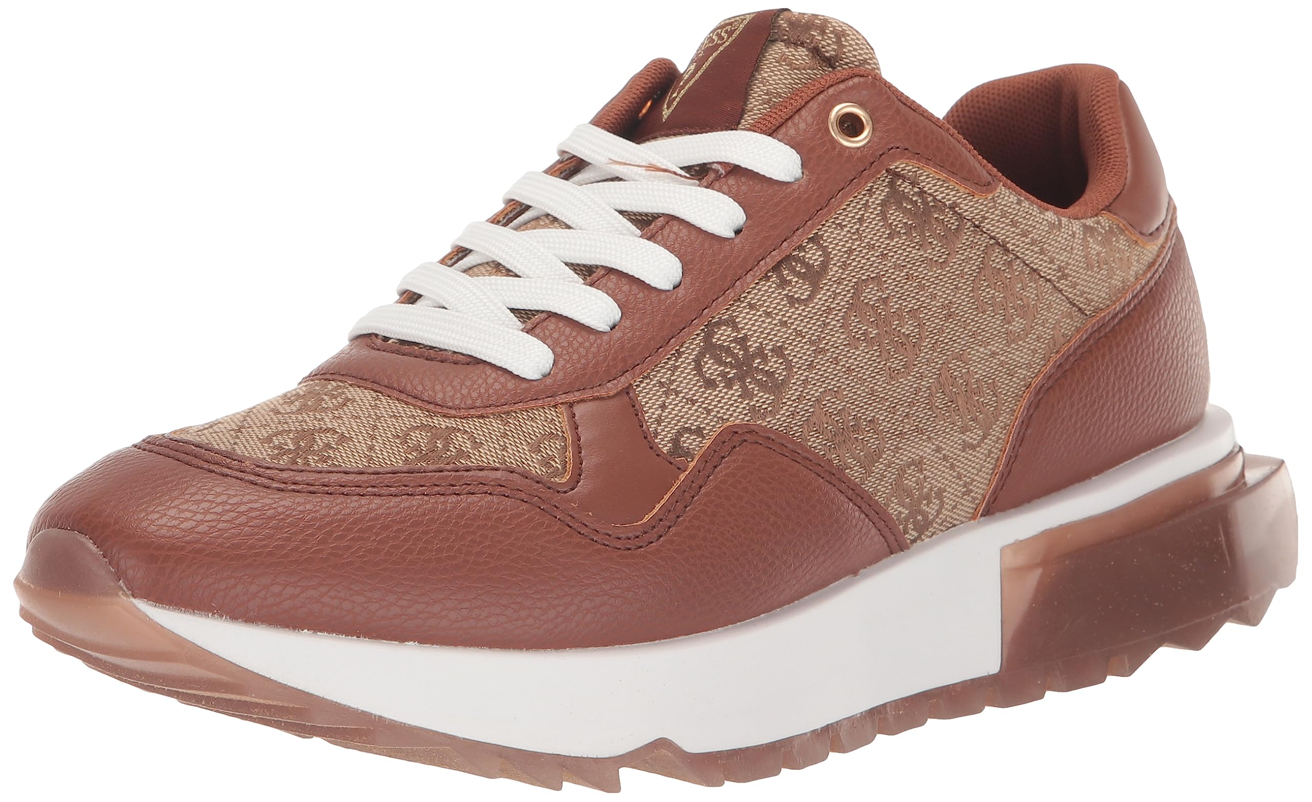 Foto 2 pulgar | Zapatilla Guess Melany Para Mujer, Color Marrón Medio, Con Logotipo Multicolor 6.5 - Venta Internacional.