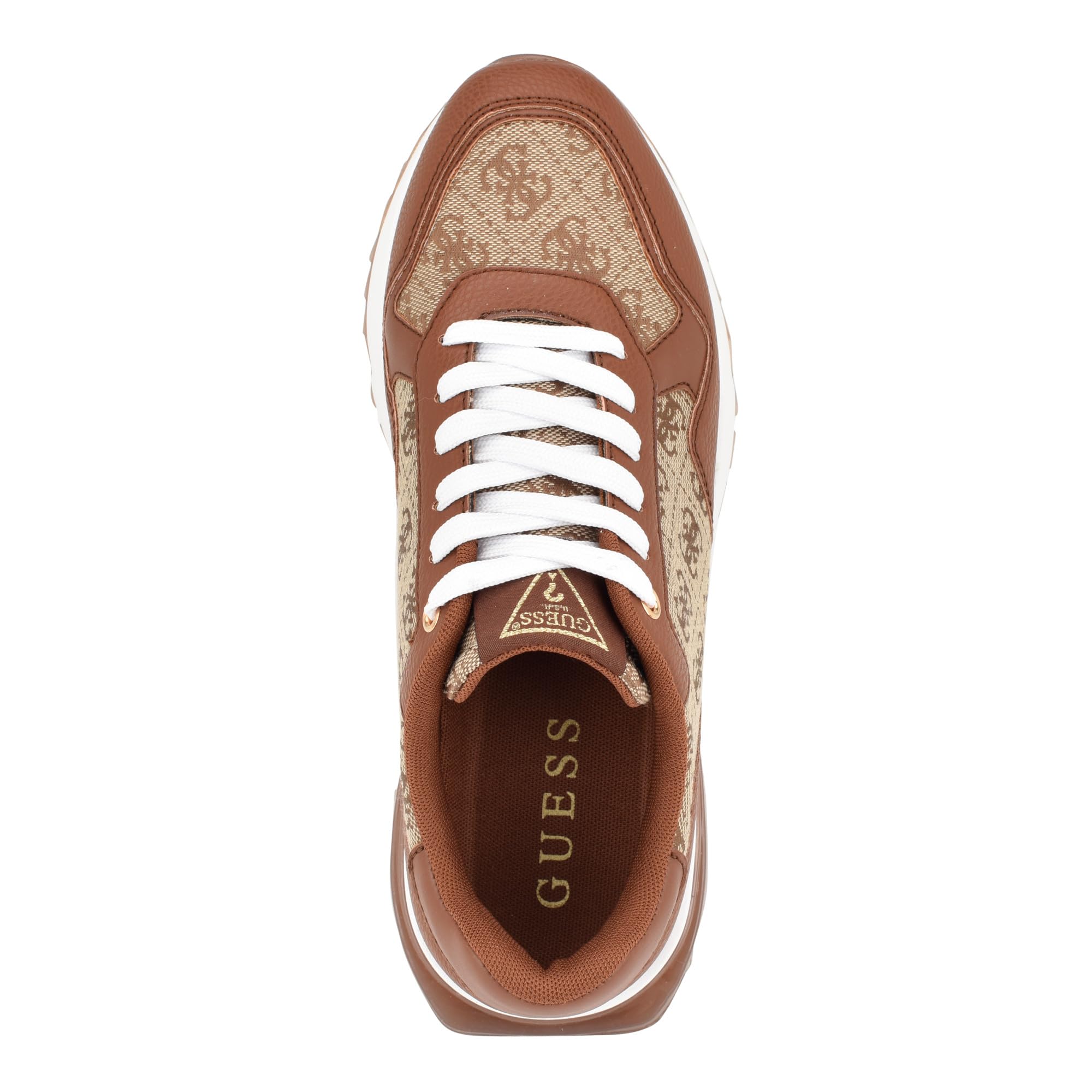 Foto 2 | Zapatilla Guess Melany Para Mujer, Color Marrón Medio, Con Logotipo Multicolor 6.5 - Venta Internacional.