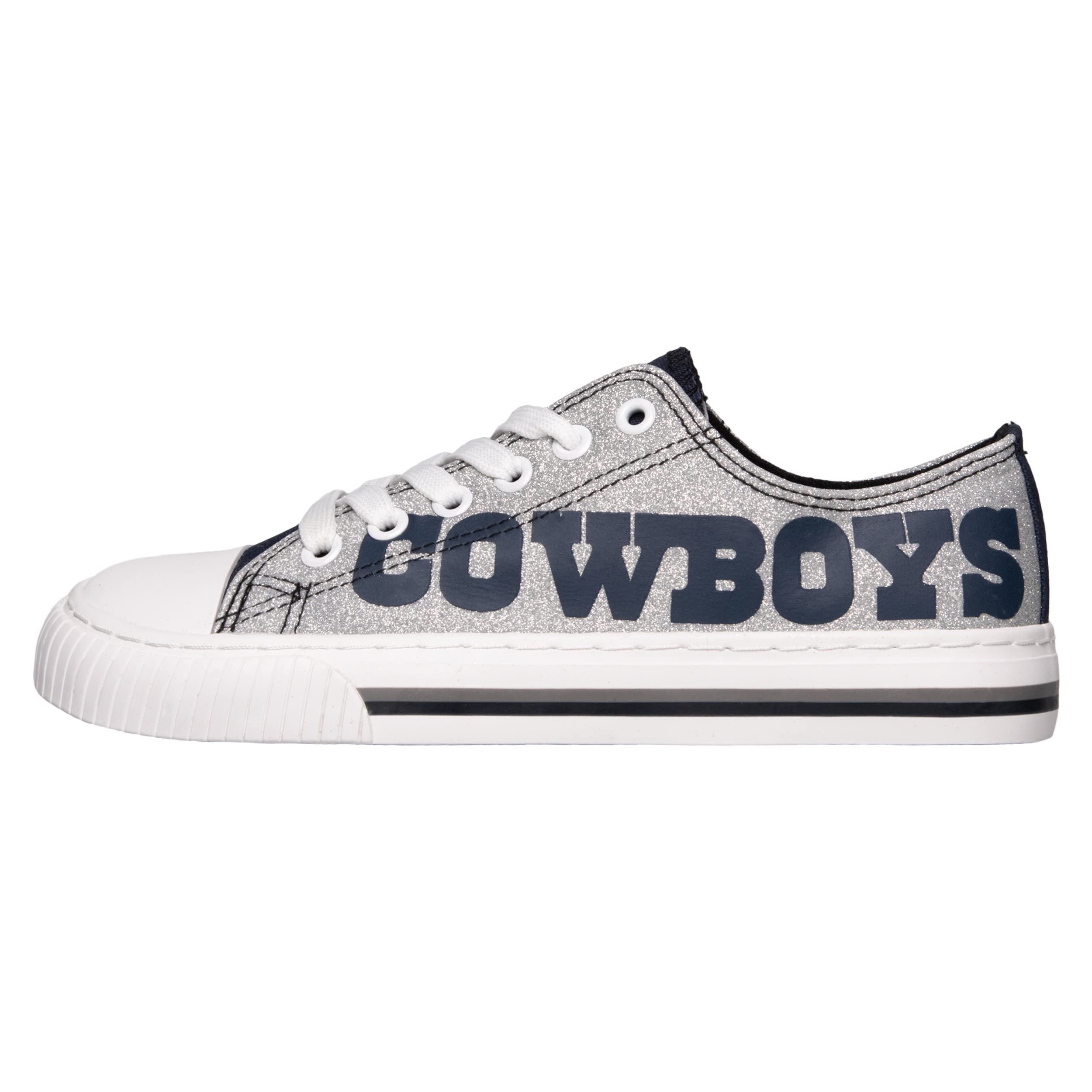 Foto 3 pulgar | Zapatos Foco Dallas Cowboys Nfl Glitter De Lona Con Parte Superior Baja Para Mujer - Venta Internacional.