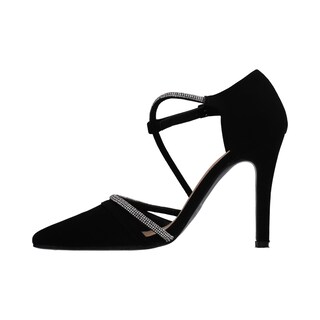 Foto 3 | Zapatilla Dama Berlin Negra Con Cristales Plata Y Tacón Stilleto