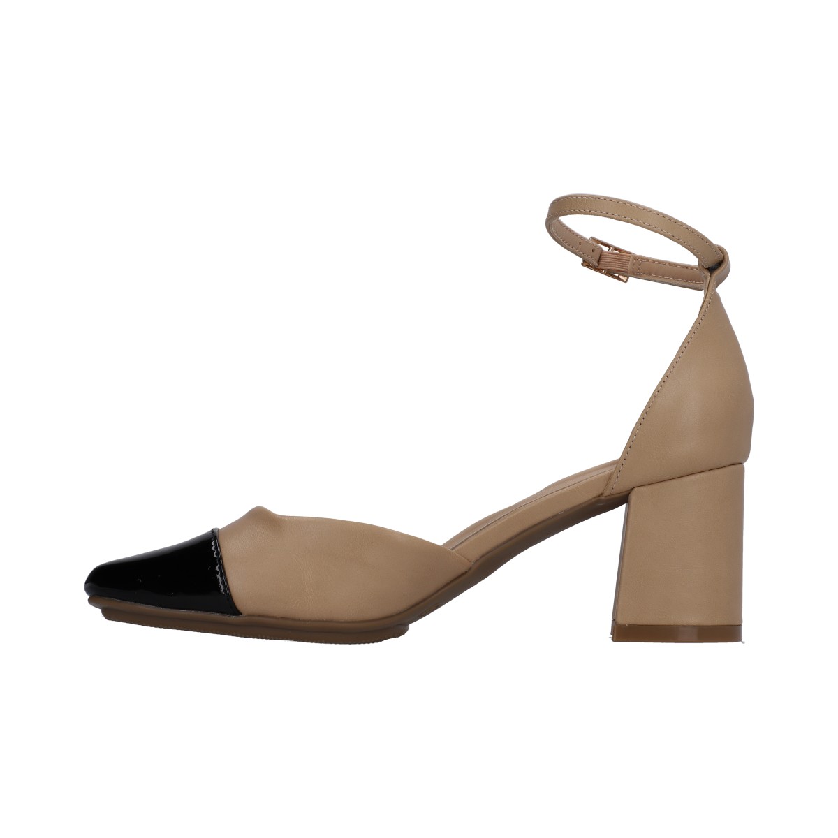 Foto 4 pulgar | Zapatilla Dama Berlin Beige Con Negro Punta Cuadrada