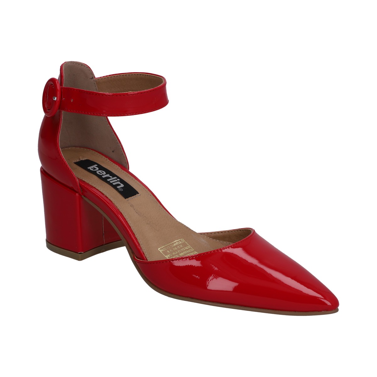 Zapatilla Berlin Charol Rojo Puntal Con Pulsera