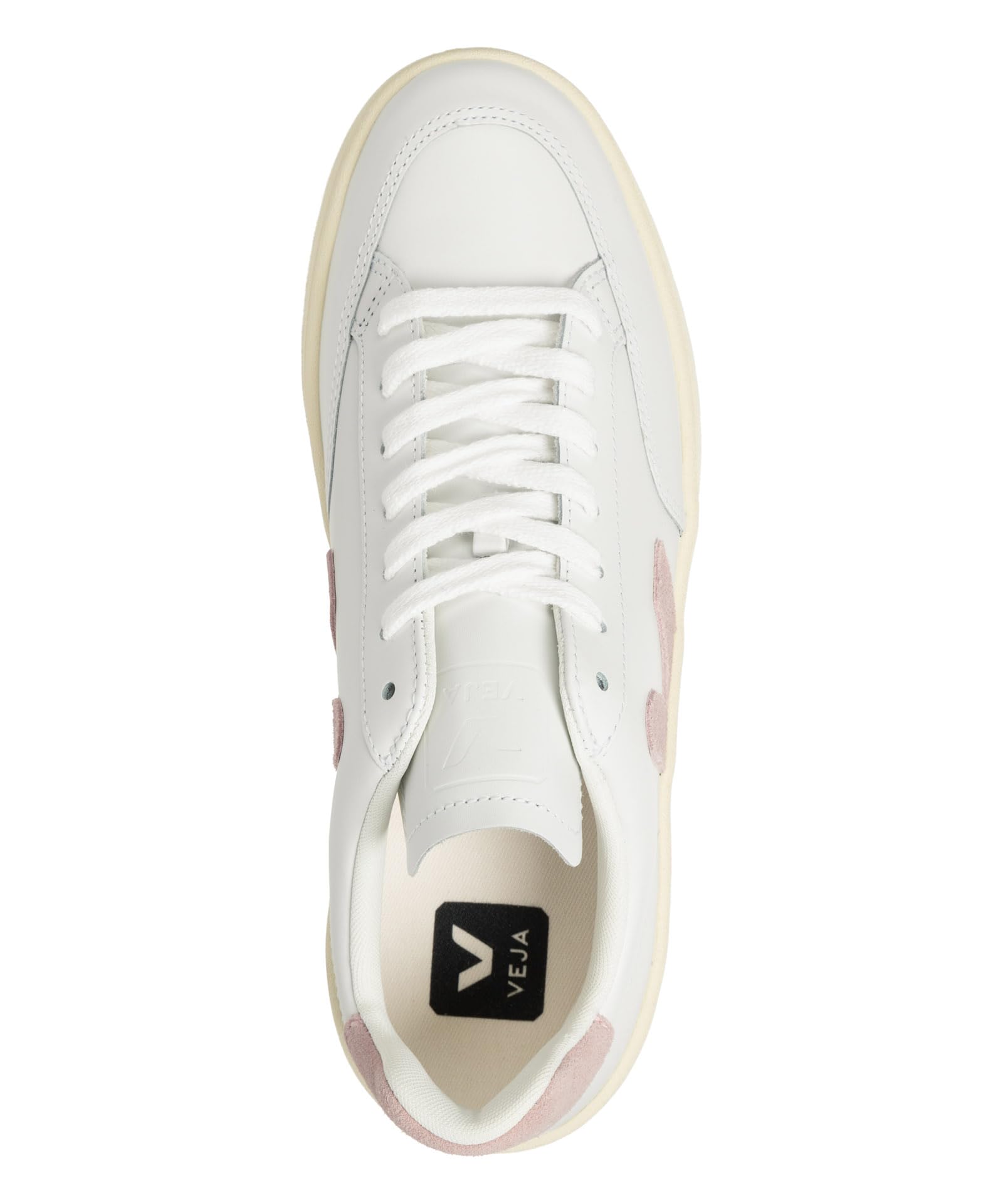 Foto 2 | Zapatillas Veja V-12 De Piel Extra Blanca/rosa Bebé Para Mujer - Venta Internacional.