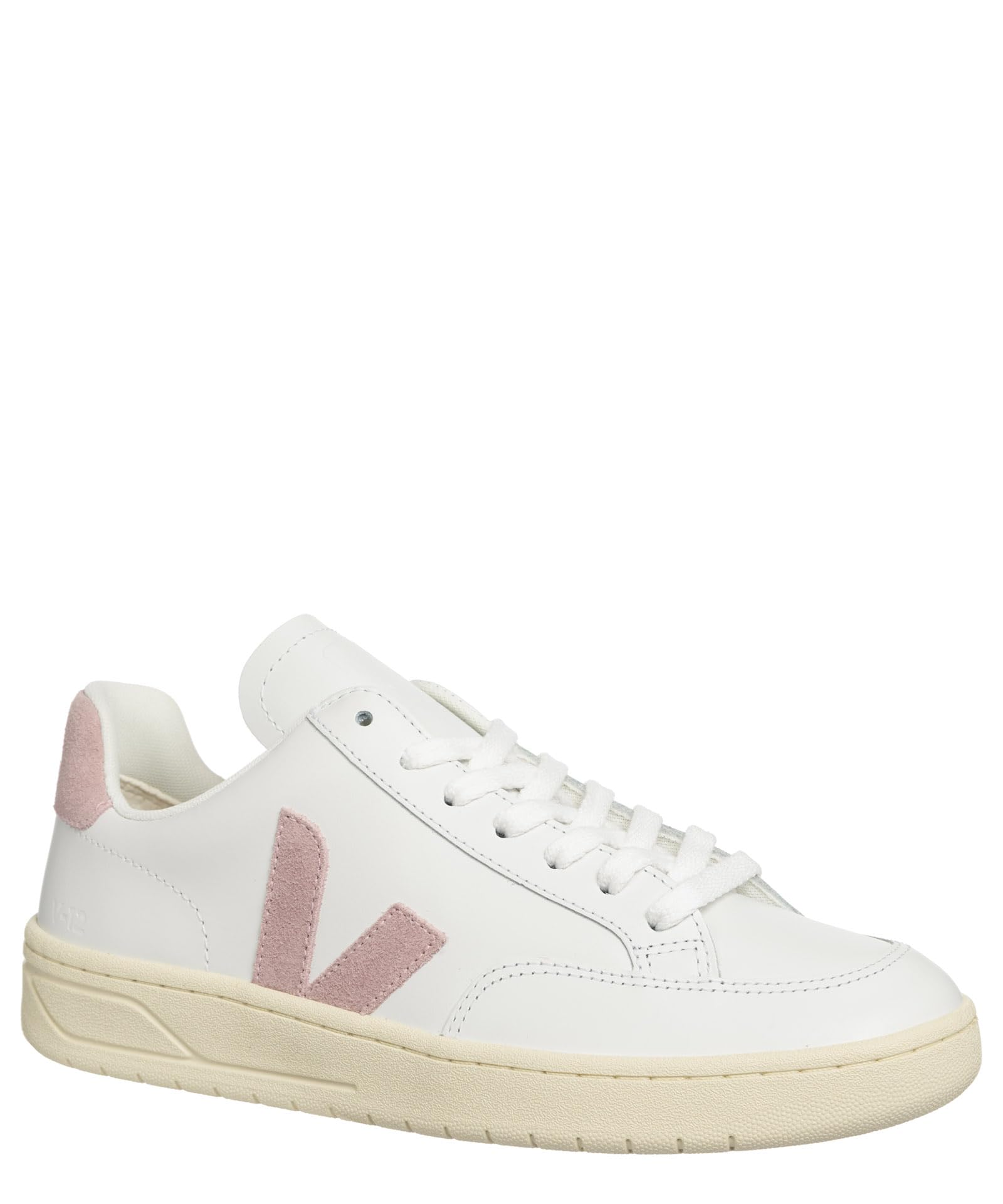 Foto 4 pulgar | Zapatillas Veja V-12 De Piel Extra Blanca/rosa Bebé Para Mujer - Venta Internacional.