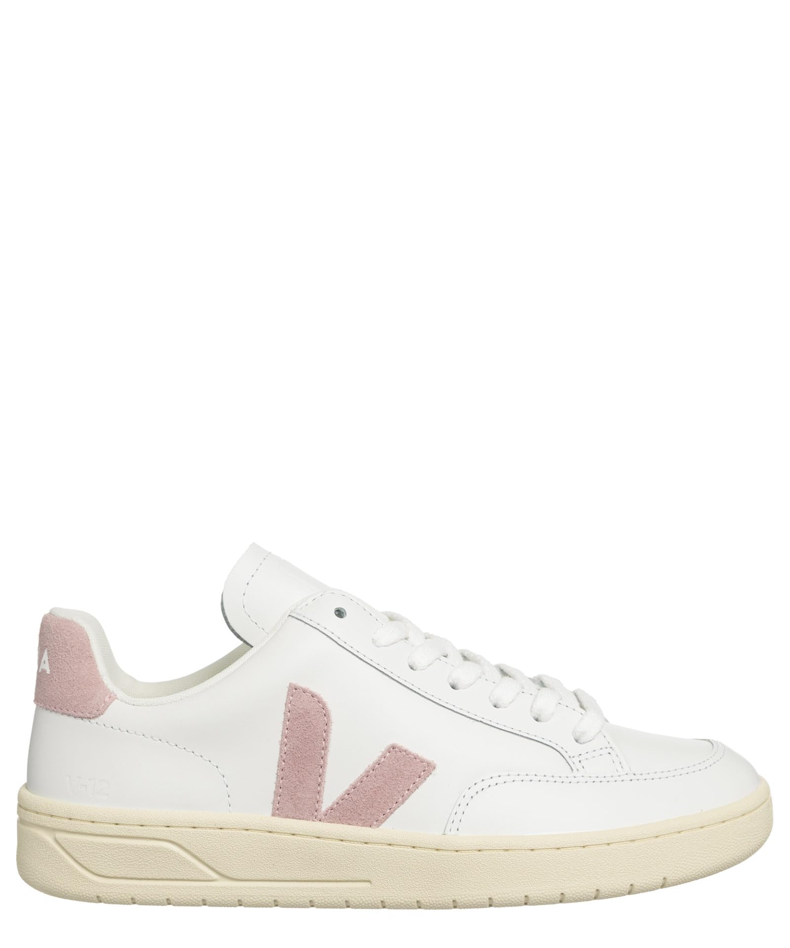 Foto 4 | Zapatillas Veja V-12 De Piel Extra Blanca/rosa Bebé Para Mujer - Venta Internacional.