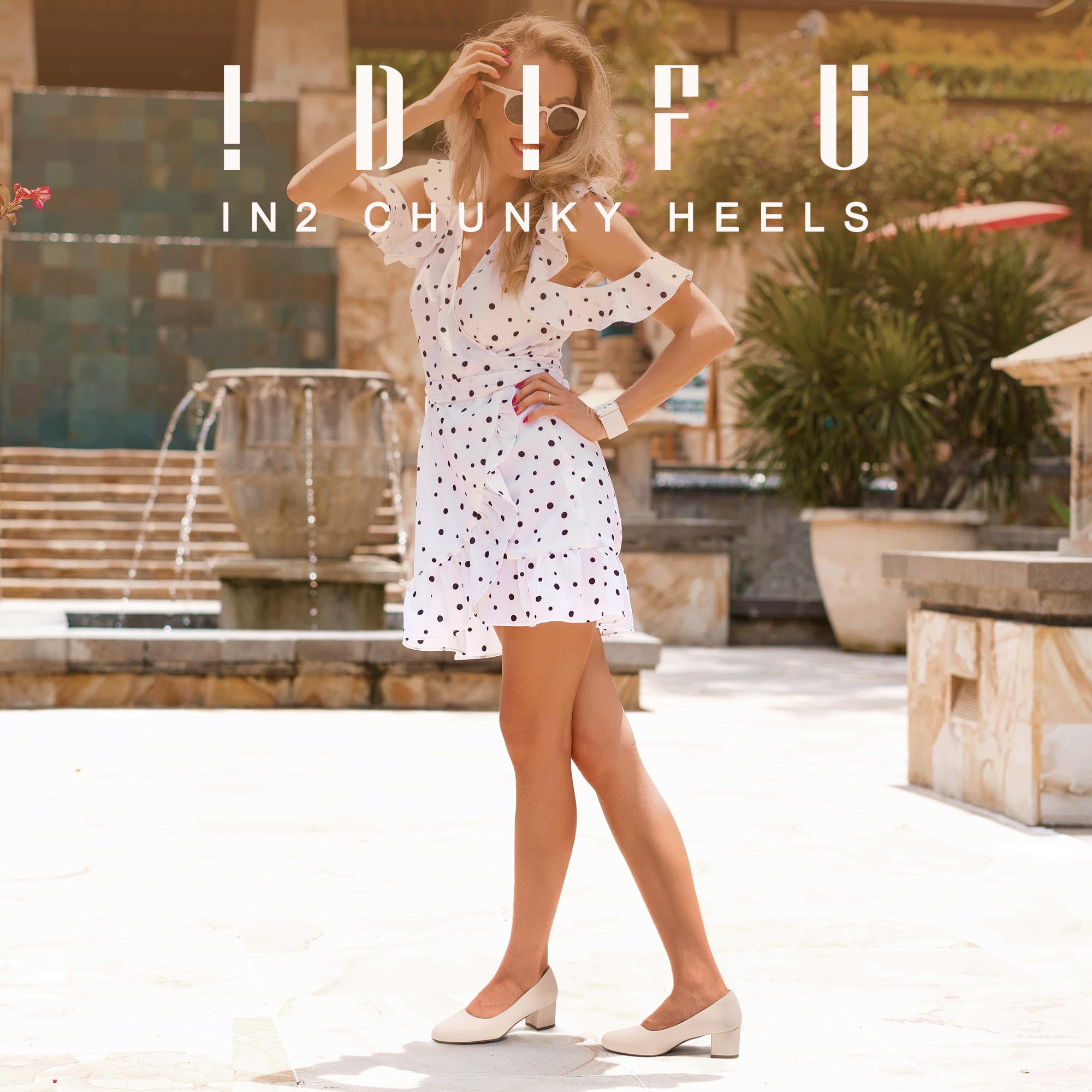 Foto 2 | Zapatos De Tacón Idifu Nubuck Nude, Bajos Y Gruesos, Para Mujer - Venta Internacional.