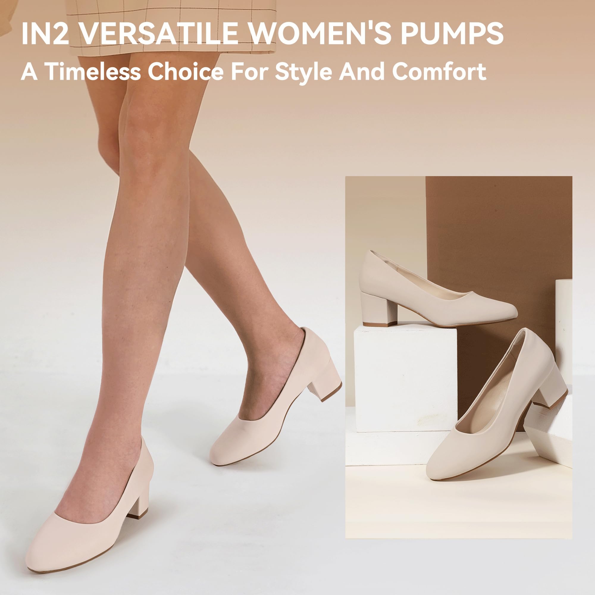 Foto 4 pulgar | Zapatos De Tacón Idifu Nubuck Nude, Bajos Y Gruesos, Para Mujer - Venta Internacional.