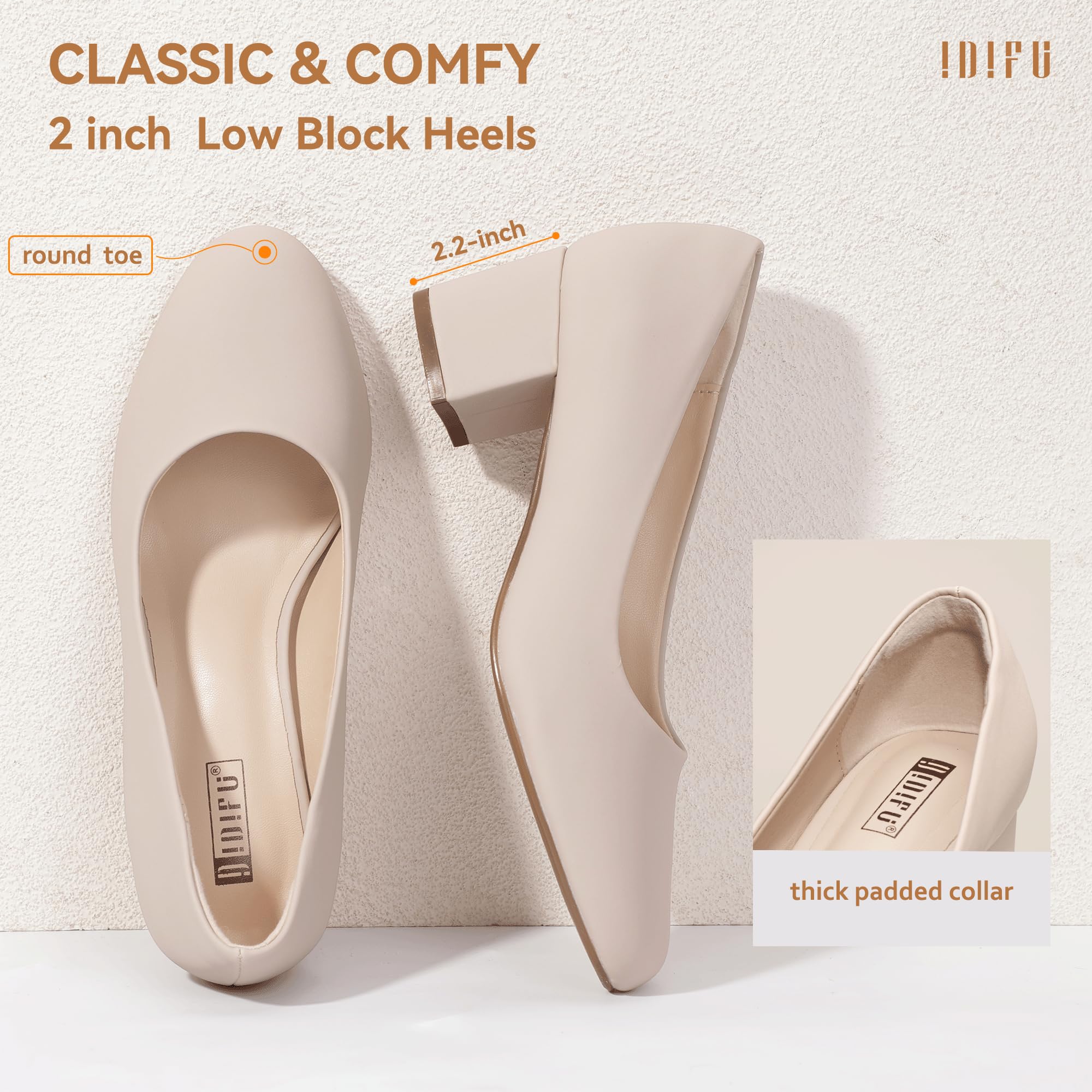 Foto 4 | Zapatos De Tacón Idifu Nubuck Nude, Bajos Y Gruesos, Para Mujer - Venta Internacional.