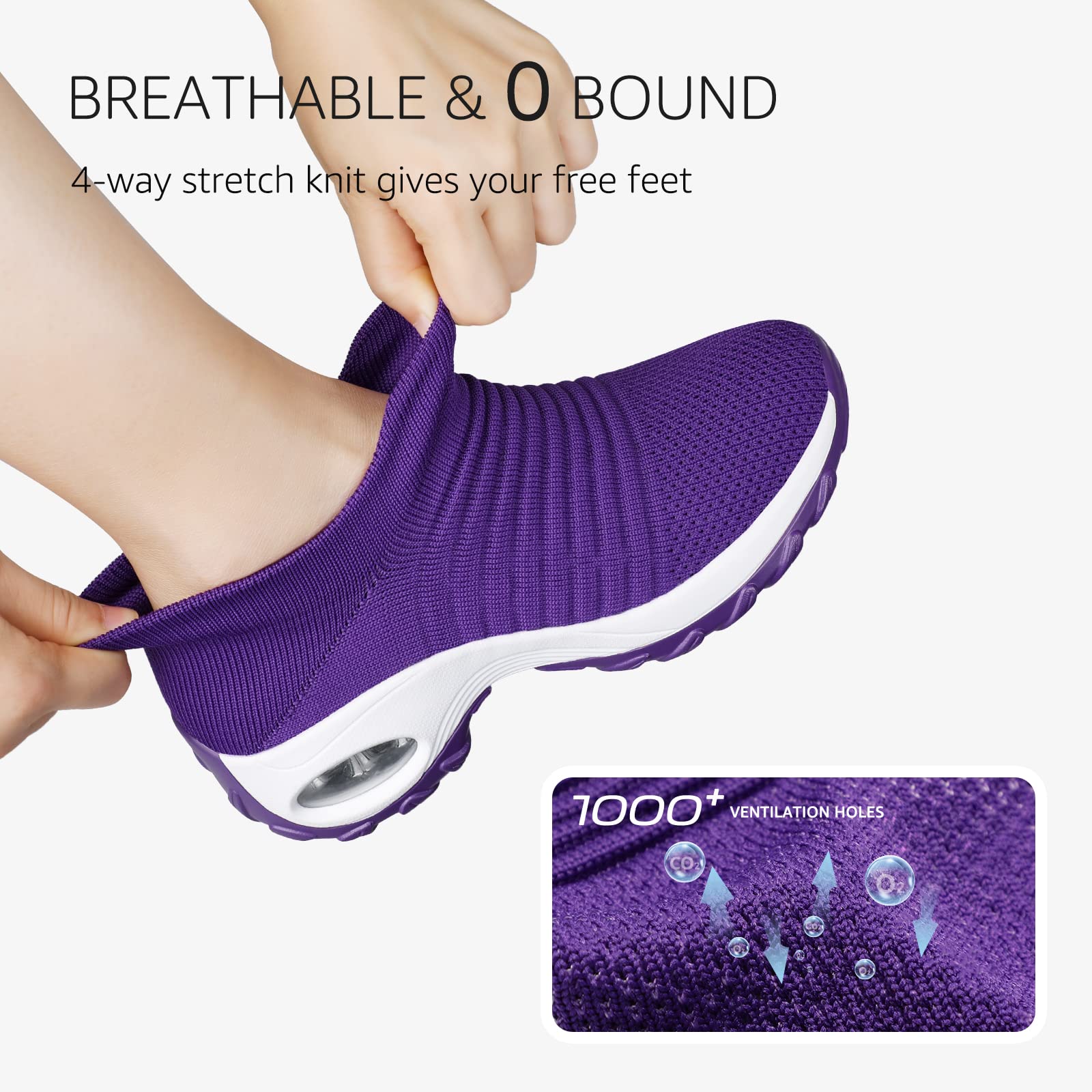 Foto 6 pulgar | Zapatos De Senderismo Stq Para Mujer, Sin Cordones, Color Morado, Talla 8 - Venta Internacional.