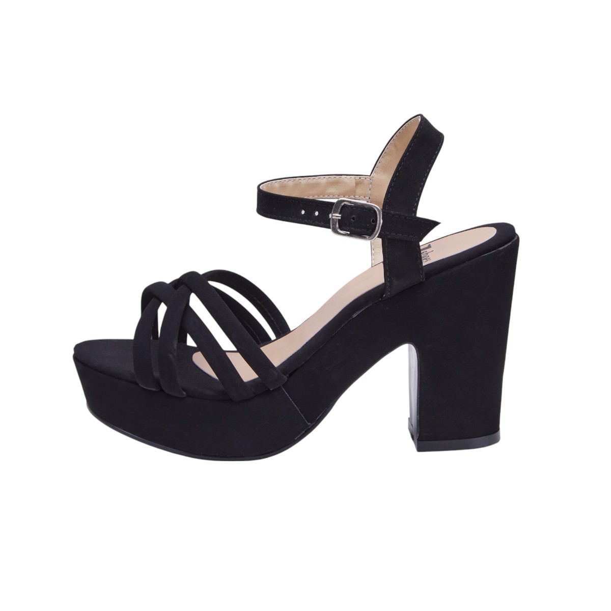 Foto 3 pulgar | Zapatillas Calzado Watanabe Color Negro Tacón Ancho Diseño Tiras