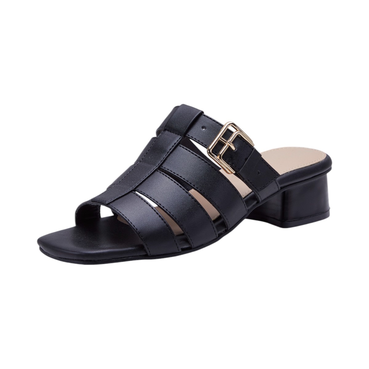 Foto 1 | Sandalia Calzado Watanabe Color Negro Tacón Sin Talón Diseño Tiras