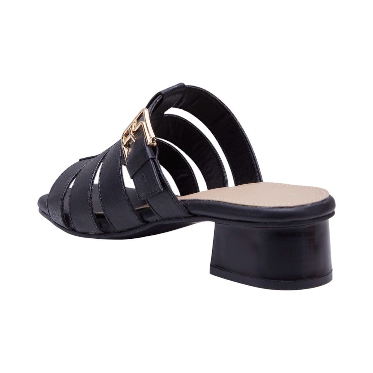 Foto 4 pulgar | Sandalia Calzado Watanabe Color Negro Tacón Sin Talón Diseño Tiras