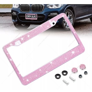 Foto 2 | Porta Placas Marco para Matrícula con Diamantes 2pcs Eo Safe Imports Esi-8683 color Rosa