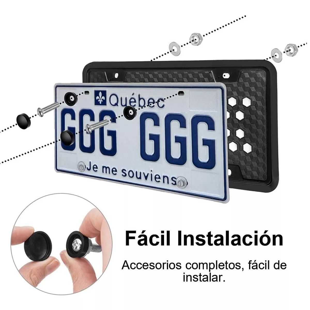 Foto 4 pulgar | Juego Universal con Marco de Porta Matrícula para Auto Eo Safe Imports Esi-8680 color Negro